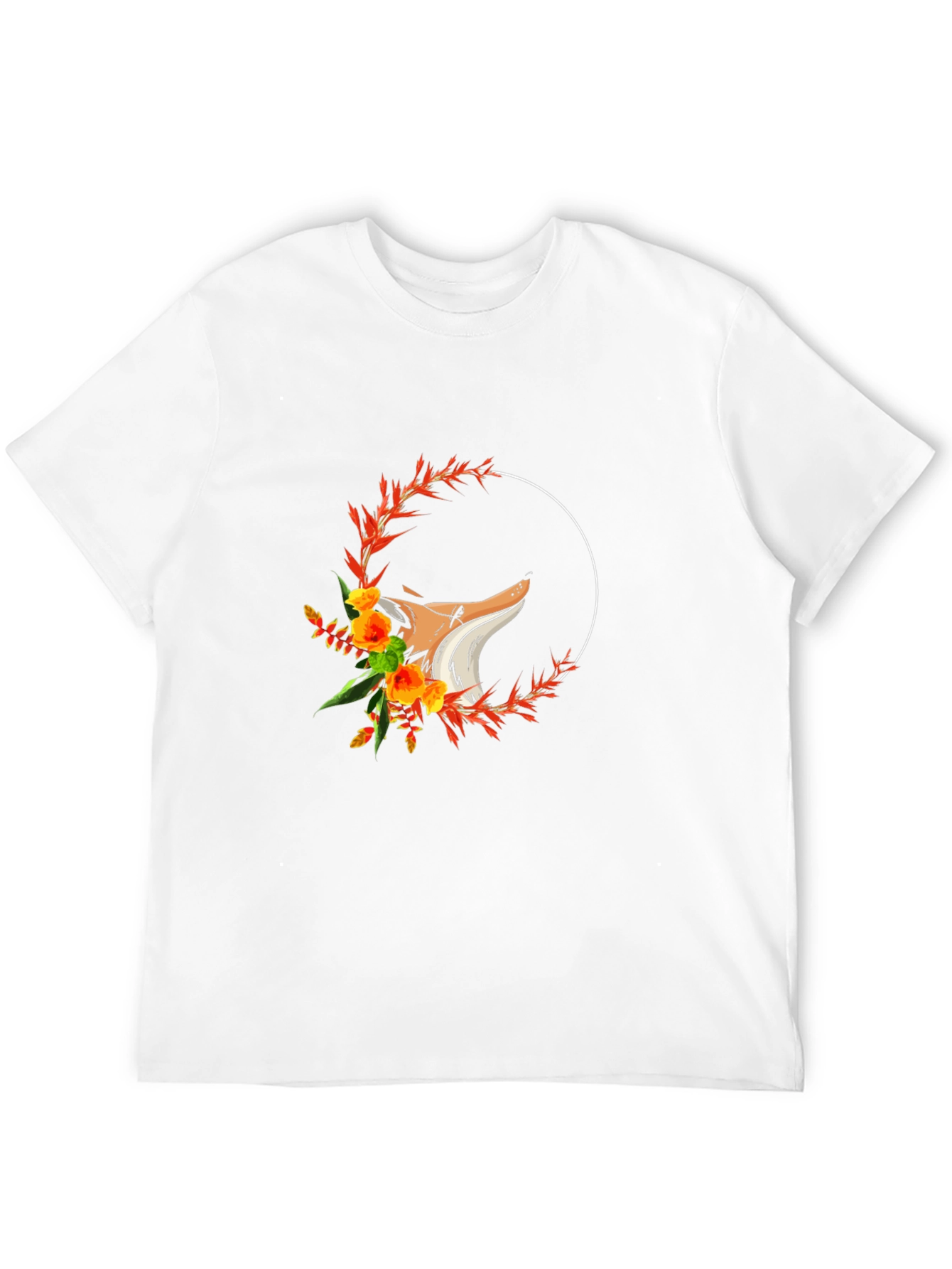 Floral Fox Graphic T-Shirt - Black