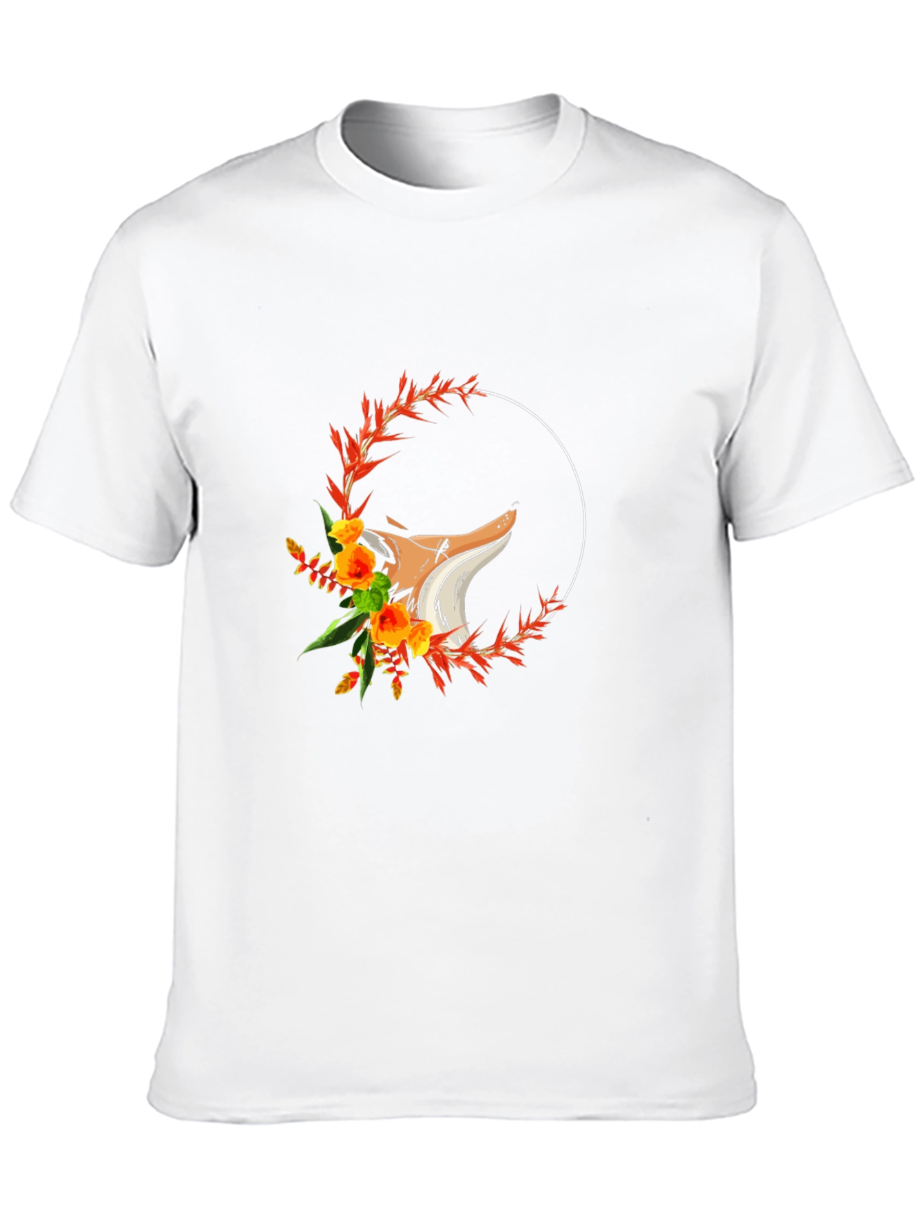 Floral Fox Graphic T-Shirt - Black