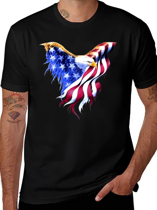 American Flag Eagle Black T-Shirt