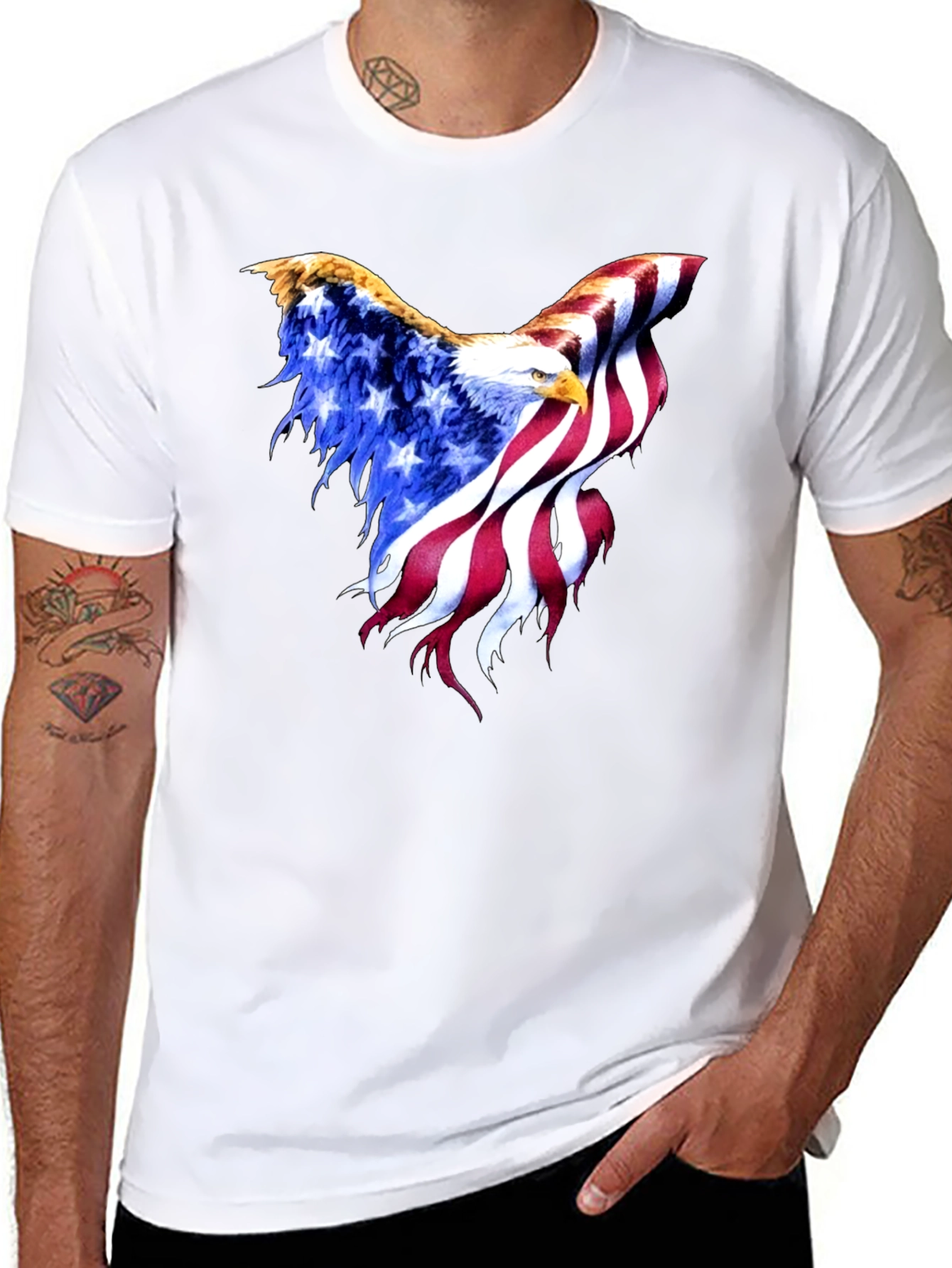 American Flag Eagle Black T-Shirt