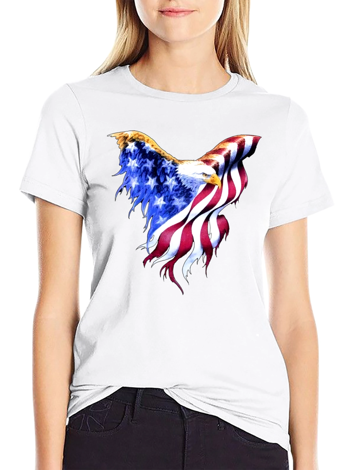 American Flag Eagle Black T-Shirt