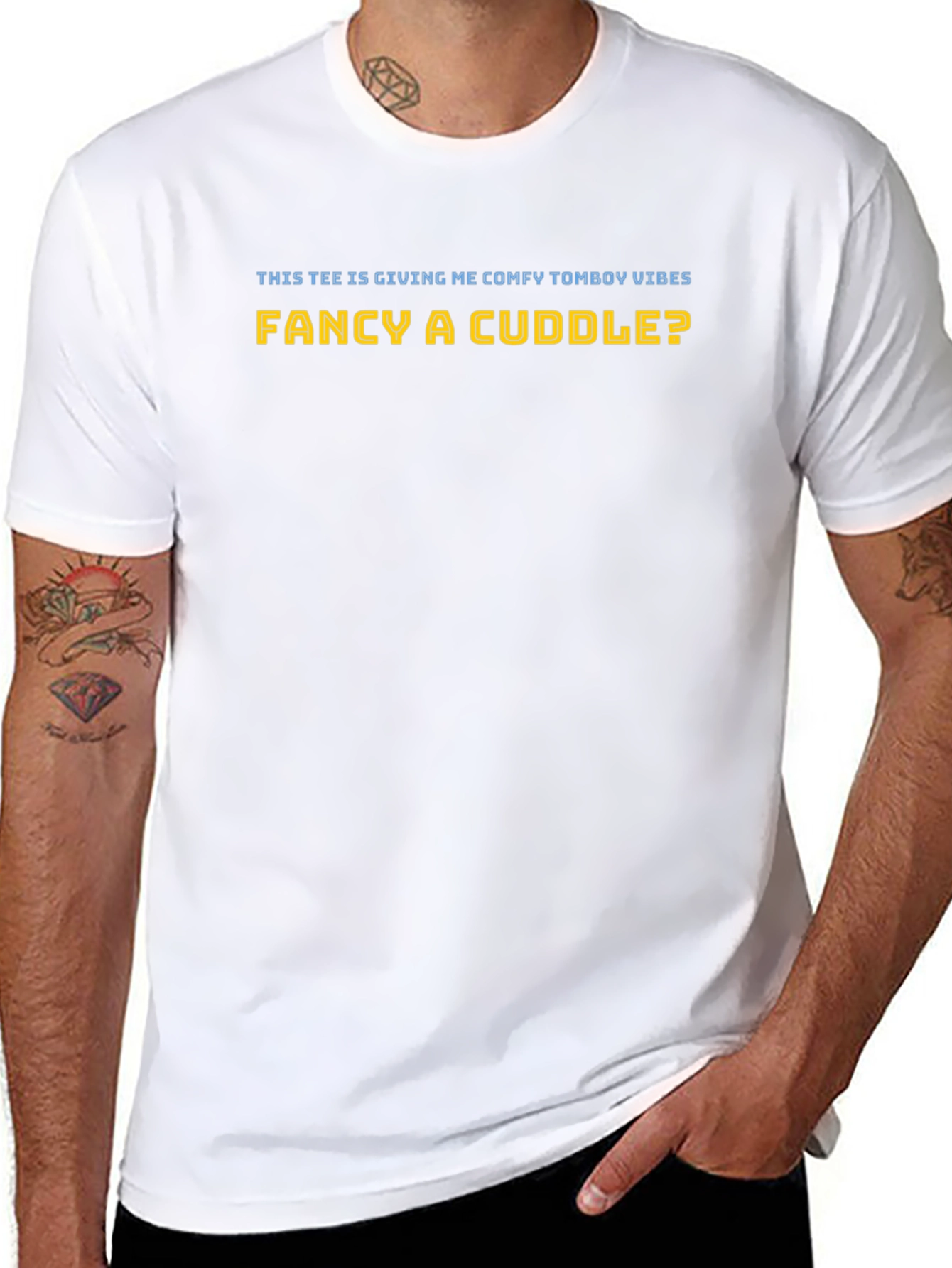 Comfy Tomboy Vibes Graphic Tee - Fancy a Cuddle?