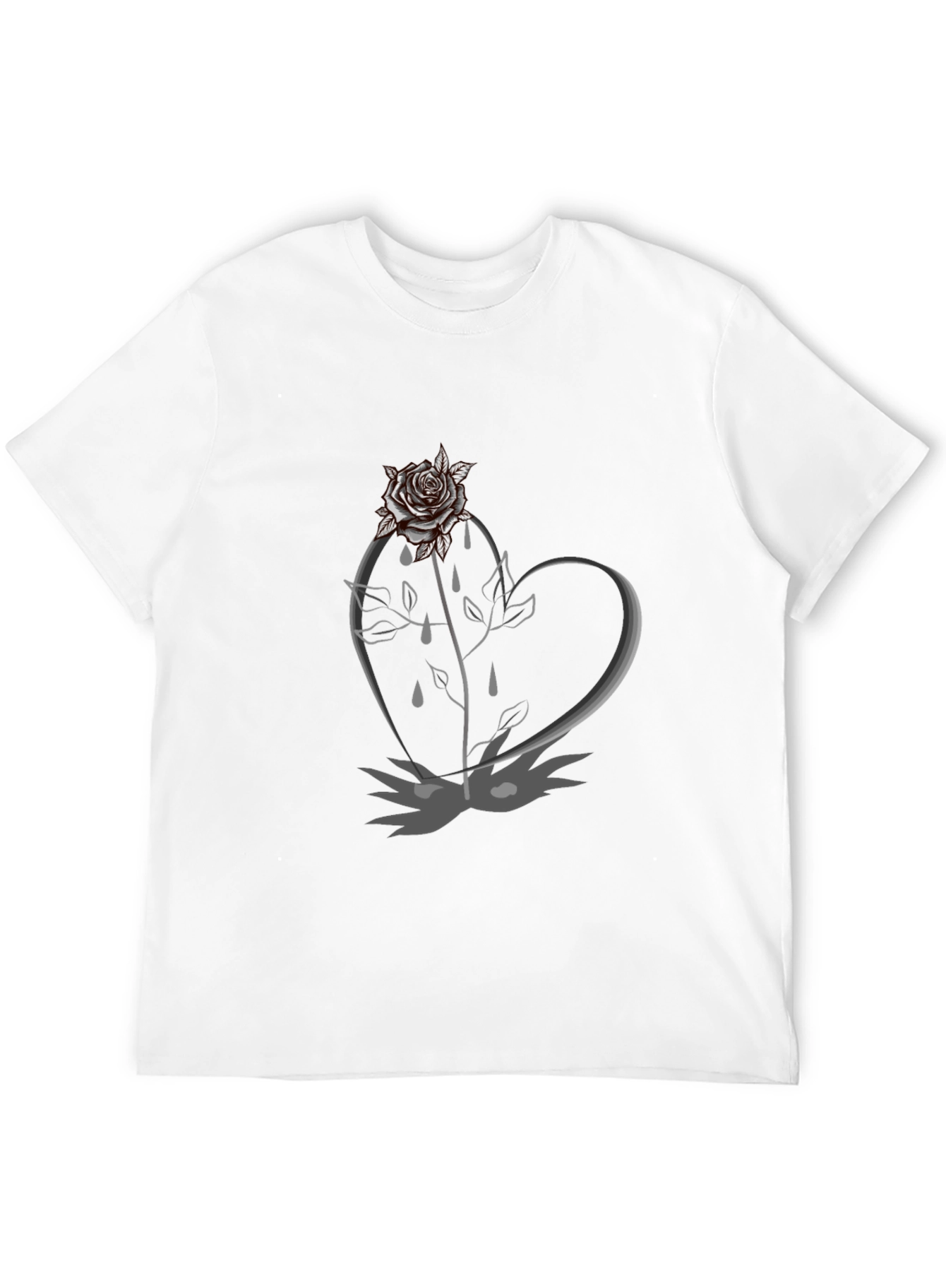 Gothic Rose Heart Black T-Shirt