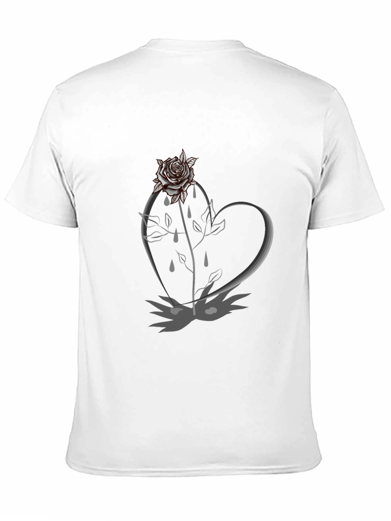 Gothic Rose Heart Black T-Shirt