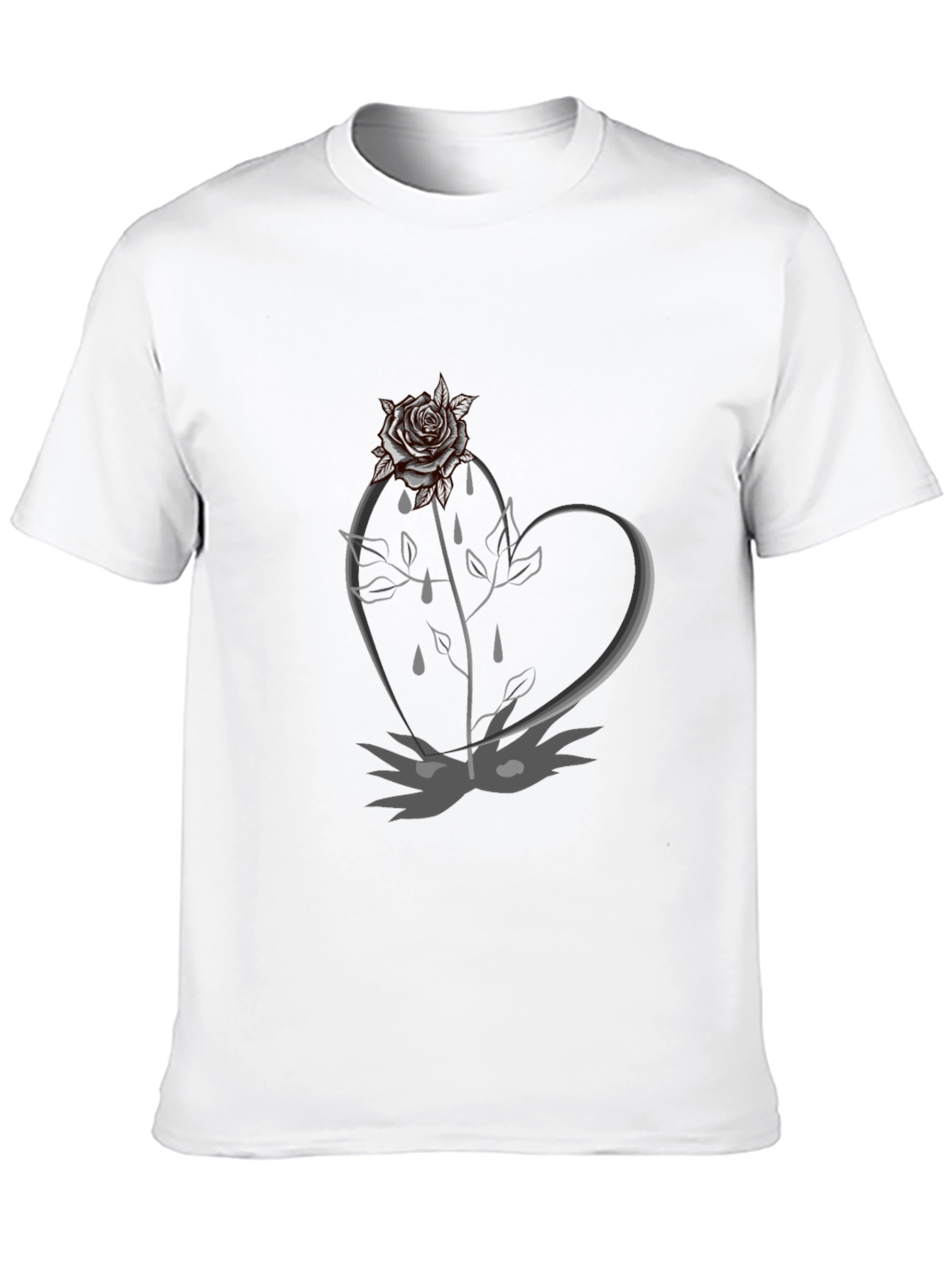 Gothic Rose Heart Black T-Shirt