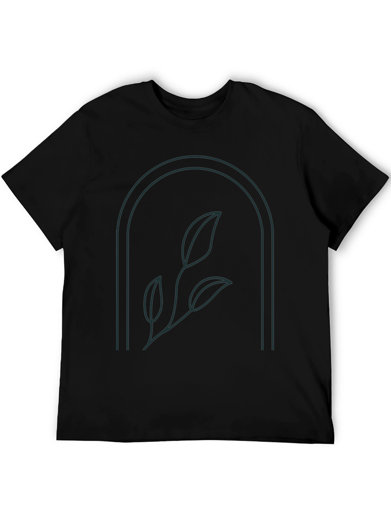 Minimalist Botanical T-Shirt - Arched Leaves Design