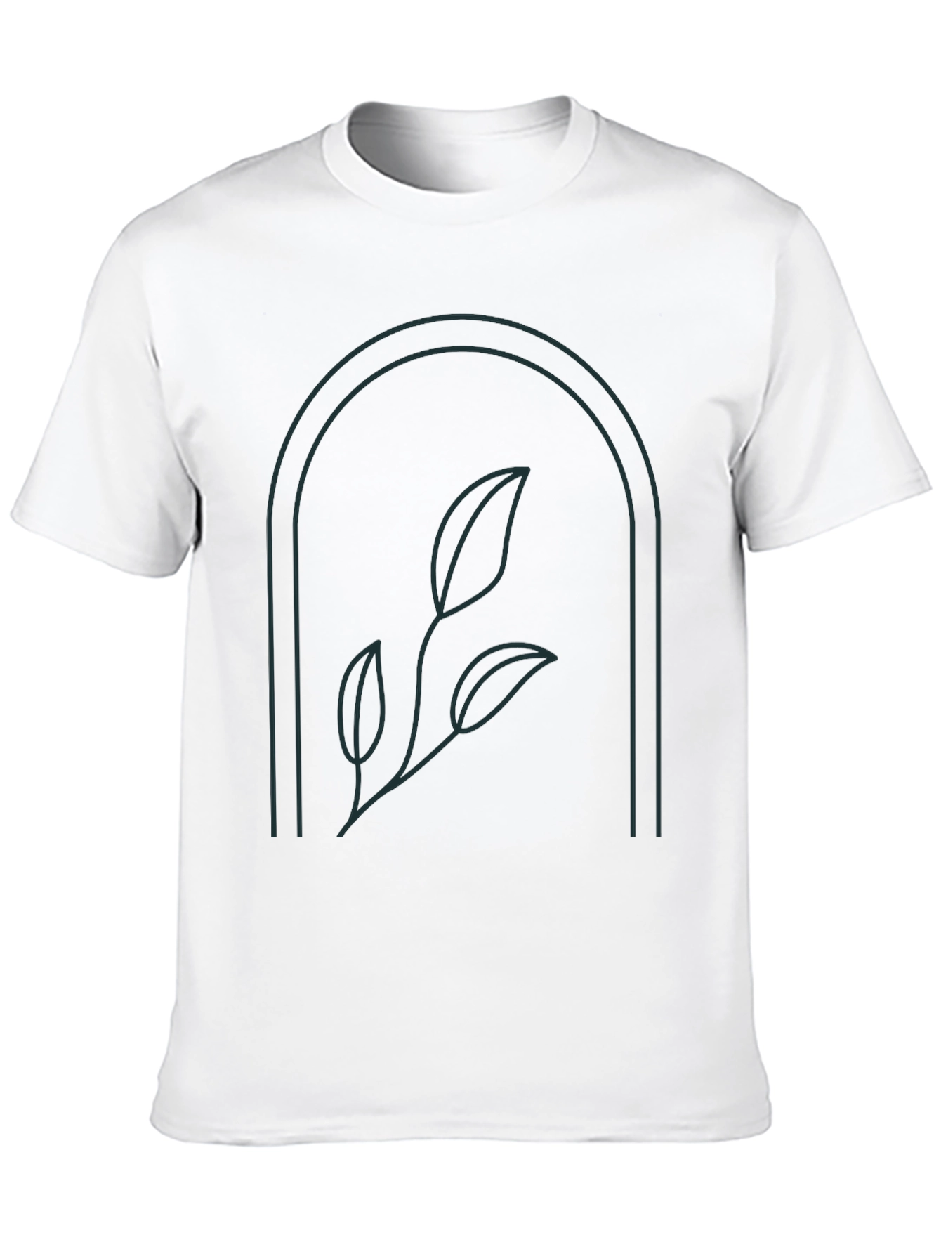 Minimalist Botanical T-Shirt - Arched Leaves Design