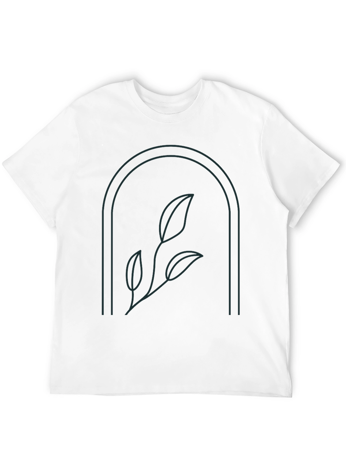 Minimalist Botanical T-Shirt - Arched Leaves Design