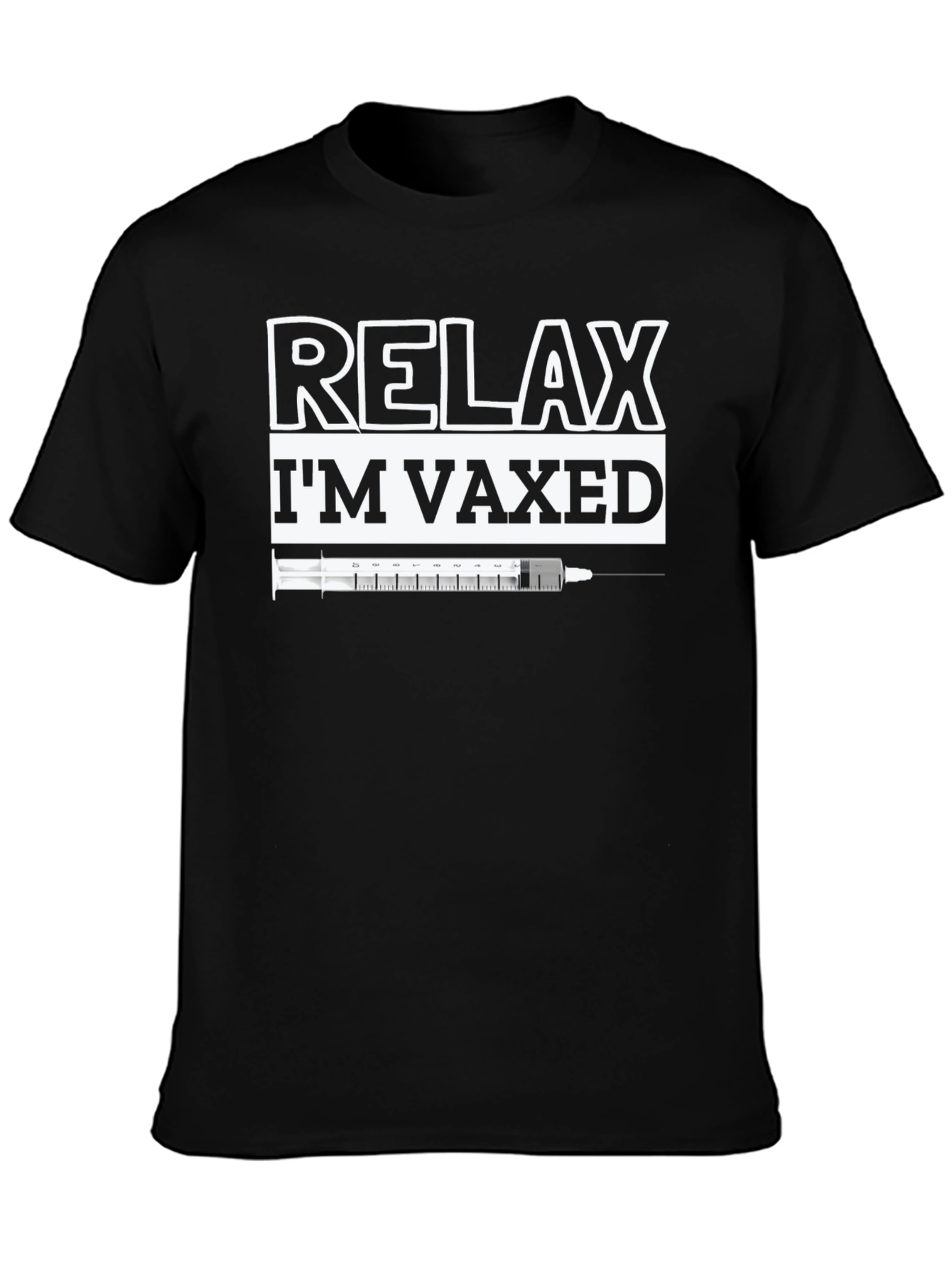 Relax Im Vaxed Graphic Tee - Black