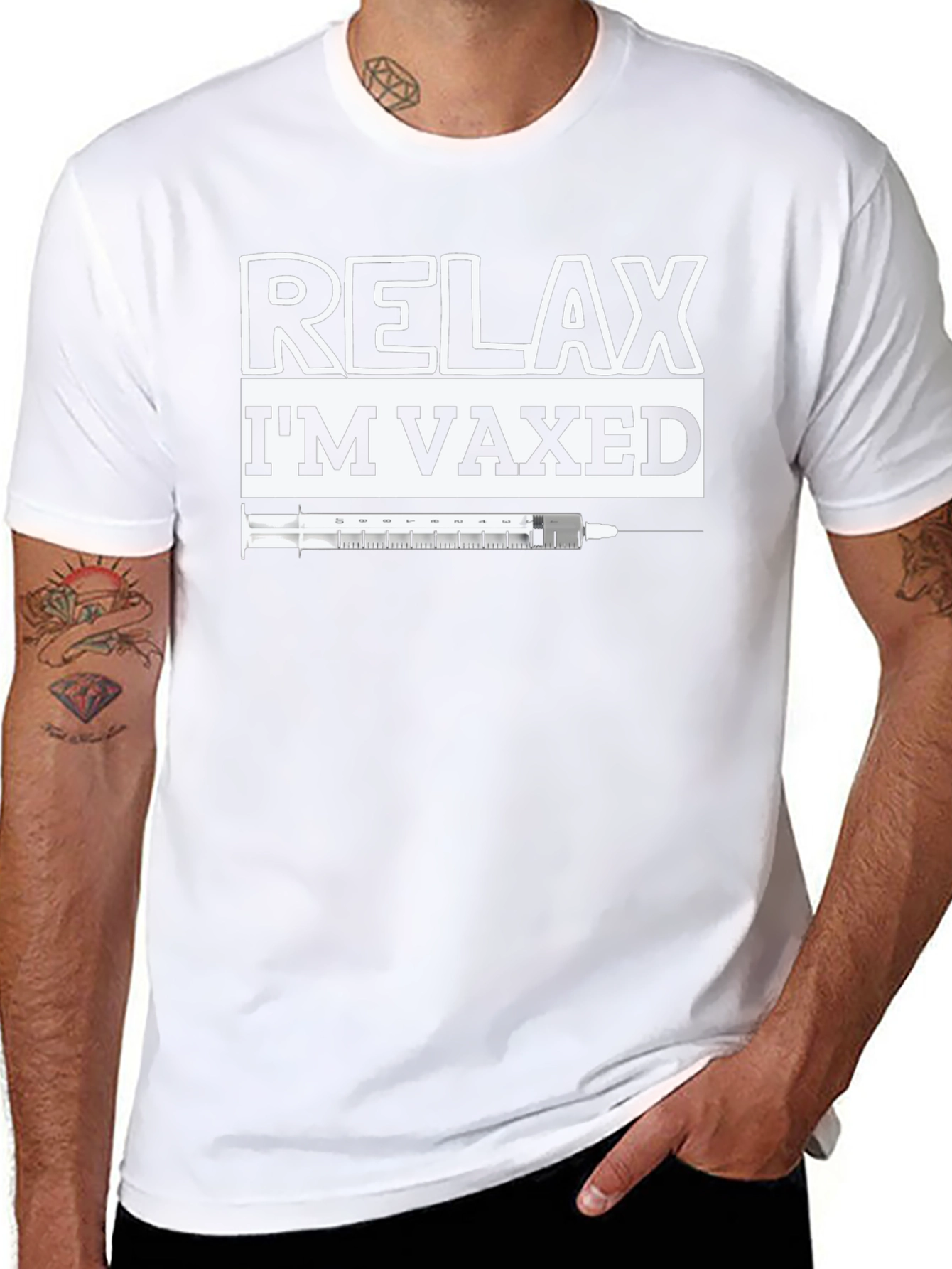 Relax Im Vaxed Graphic Tee - Black