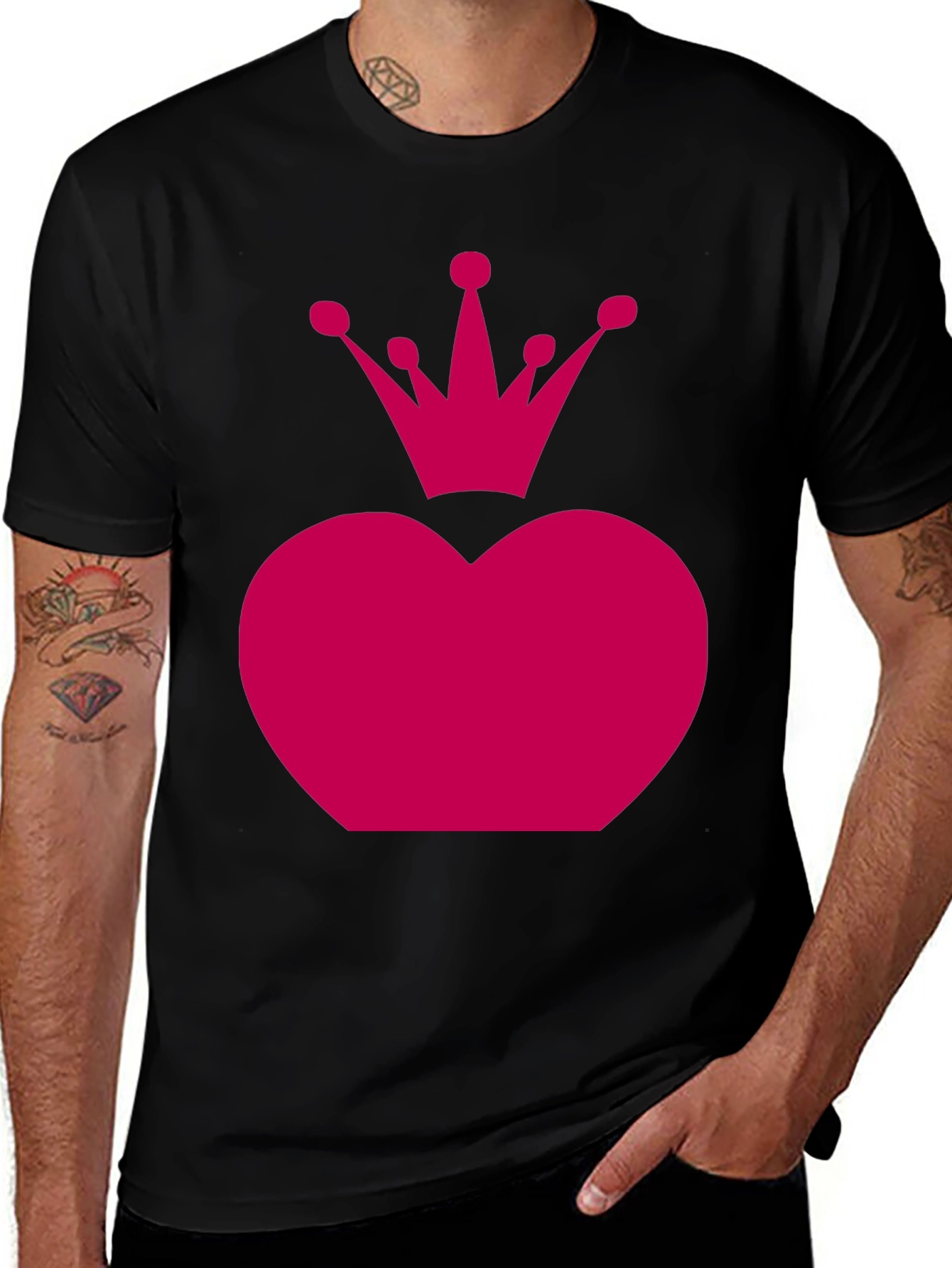 Heart Crown Graphic Tee - Black Unisex Shirt
