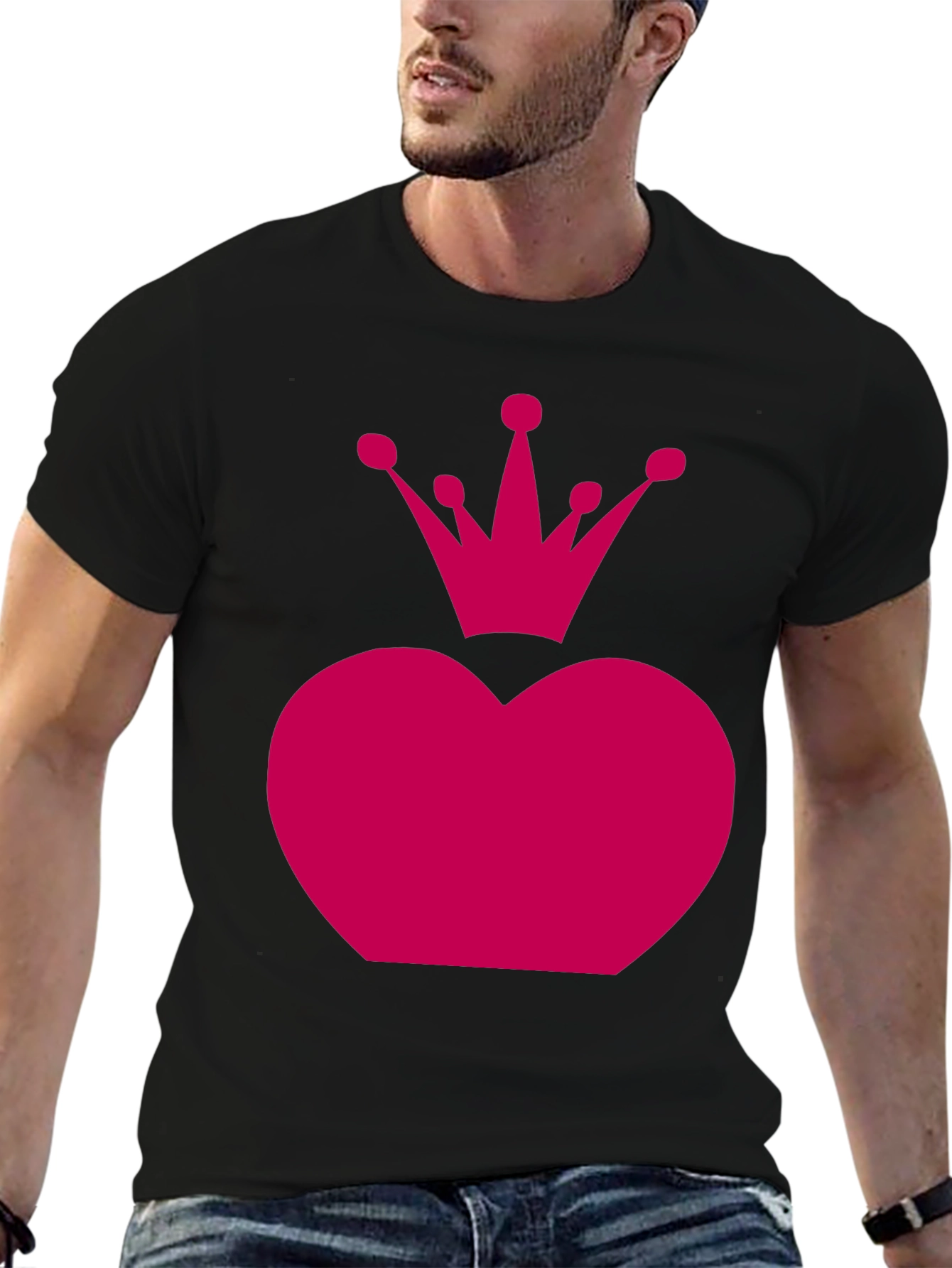 Heart Crown Graphic Tee - Black Unisex Shirt