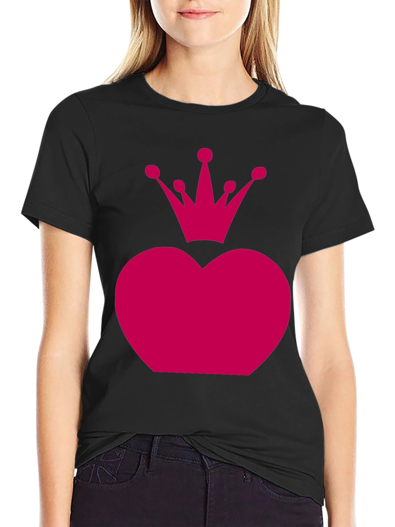 Heart Crown Graphic Tee - Black Unisex Shirt