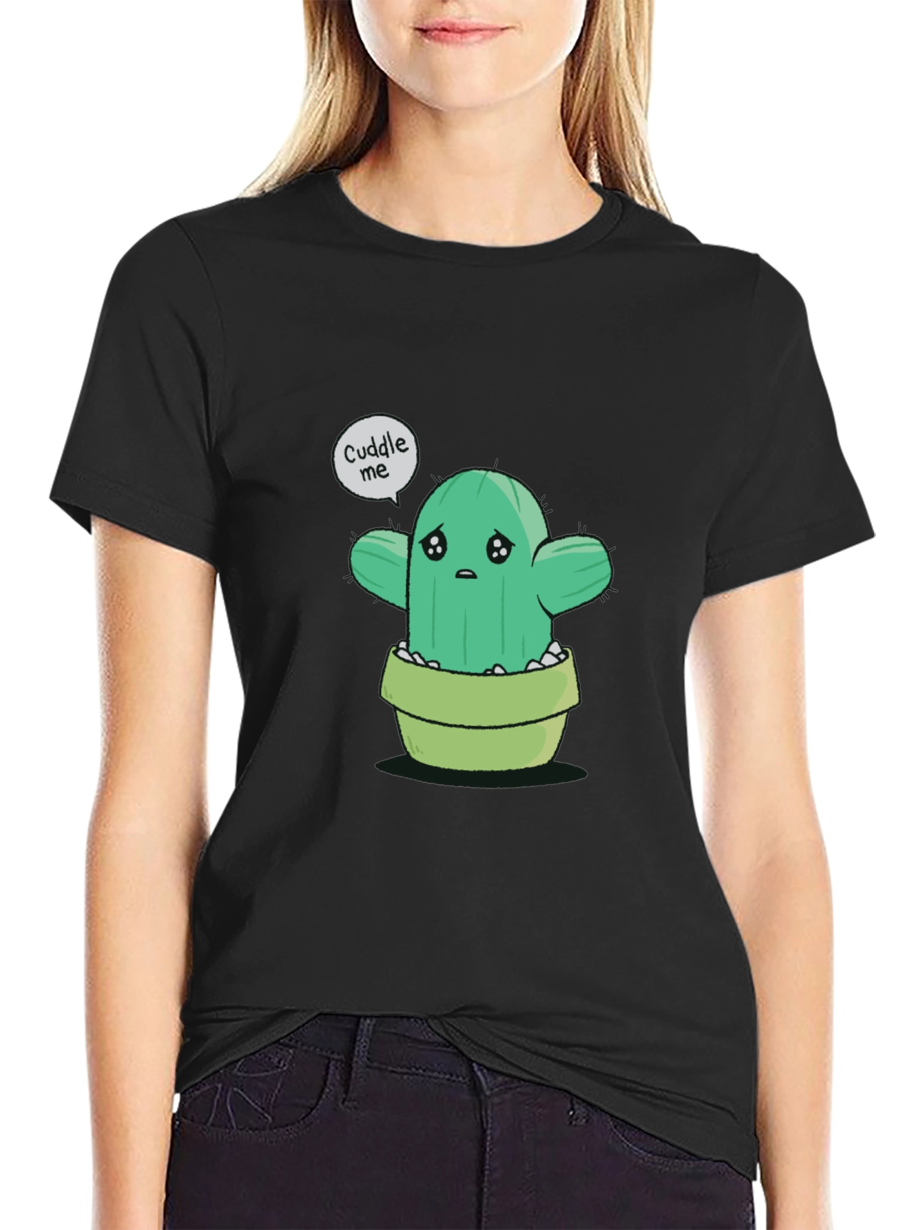 Sad Cactus Cuddle Me Graphic T-Shirt