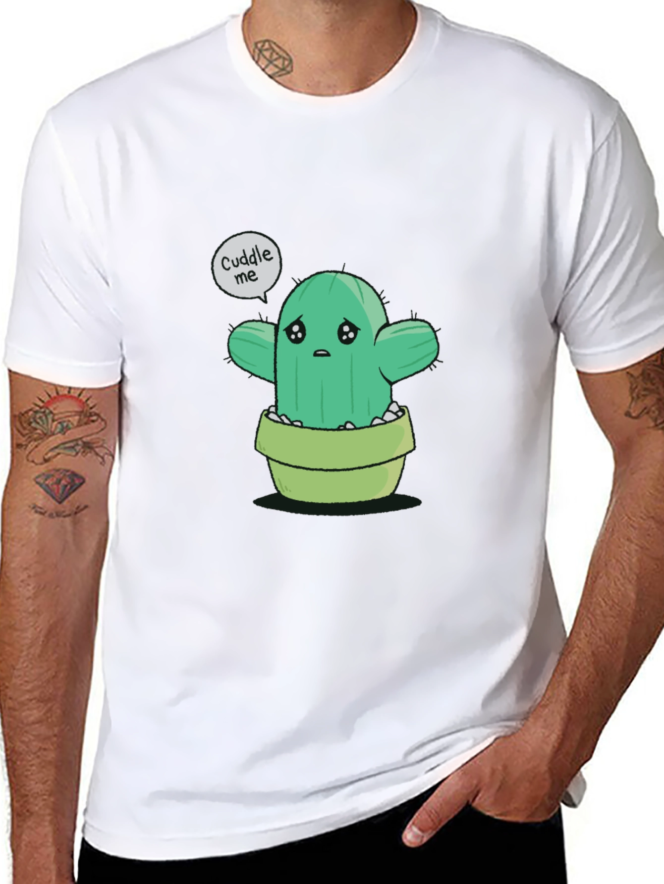 Sad Cactus Cuddle Me Graphic T-Shirt