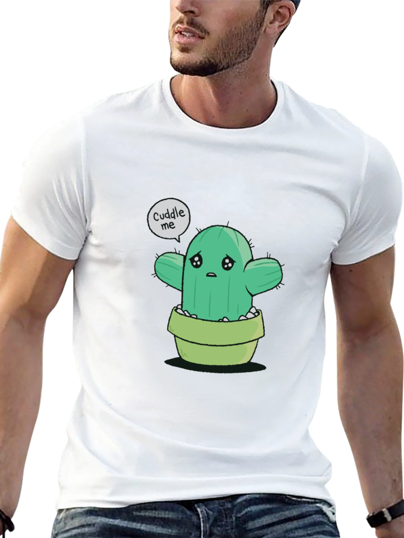 Sad Cactus Cuddle Me Graphic T-Shirt