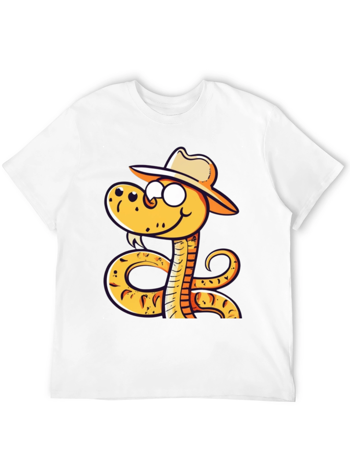 Snake Cowboy Cartoon Black T-Shirt