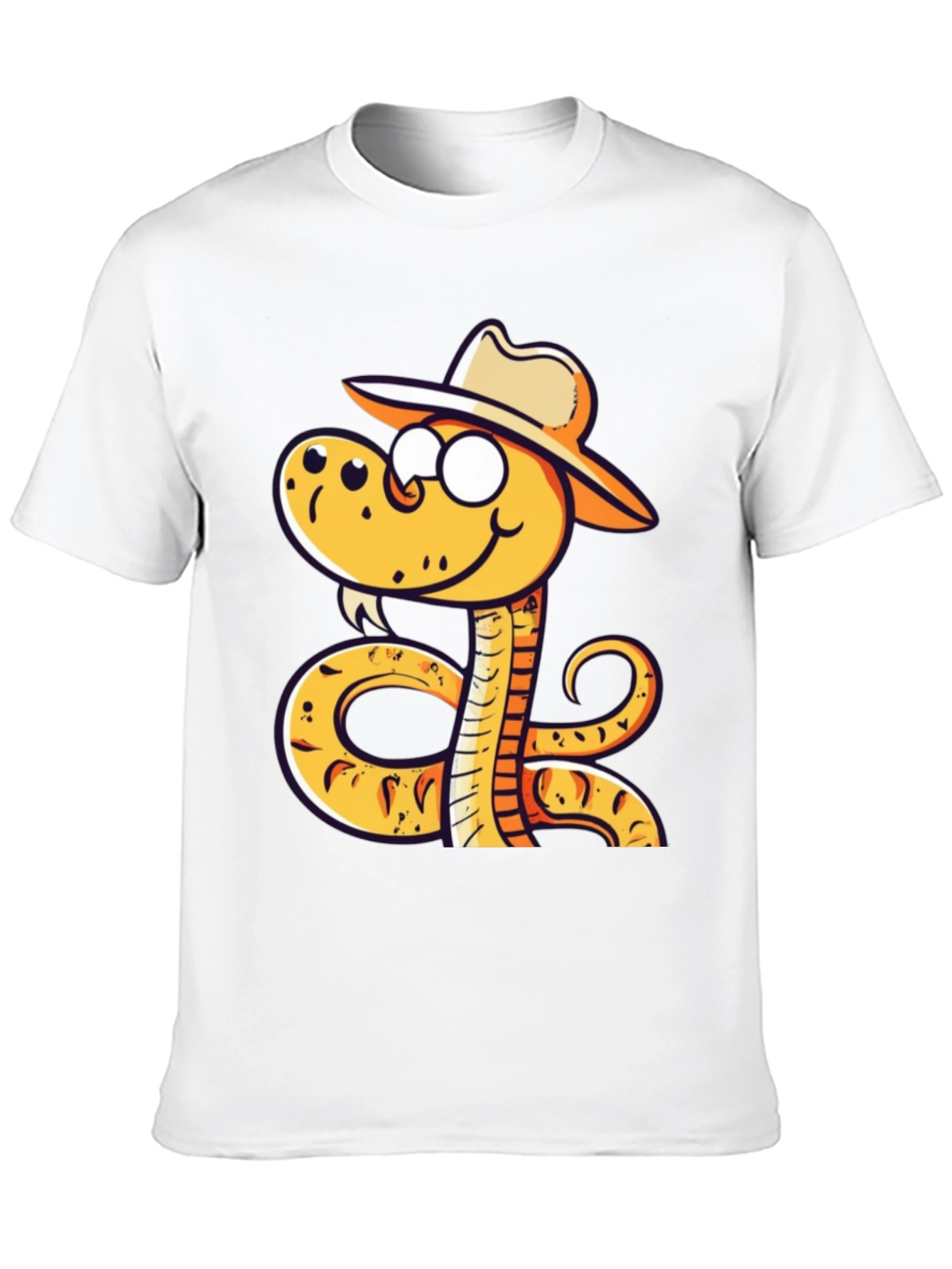 Snake Cowboy Cartoon Black T-Shirt