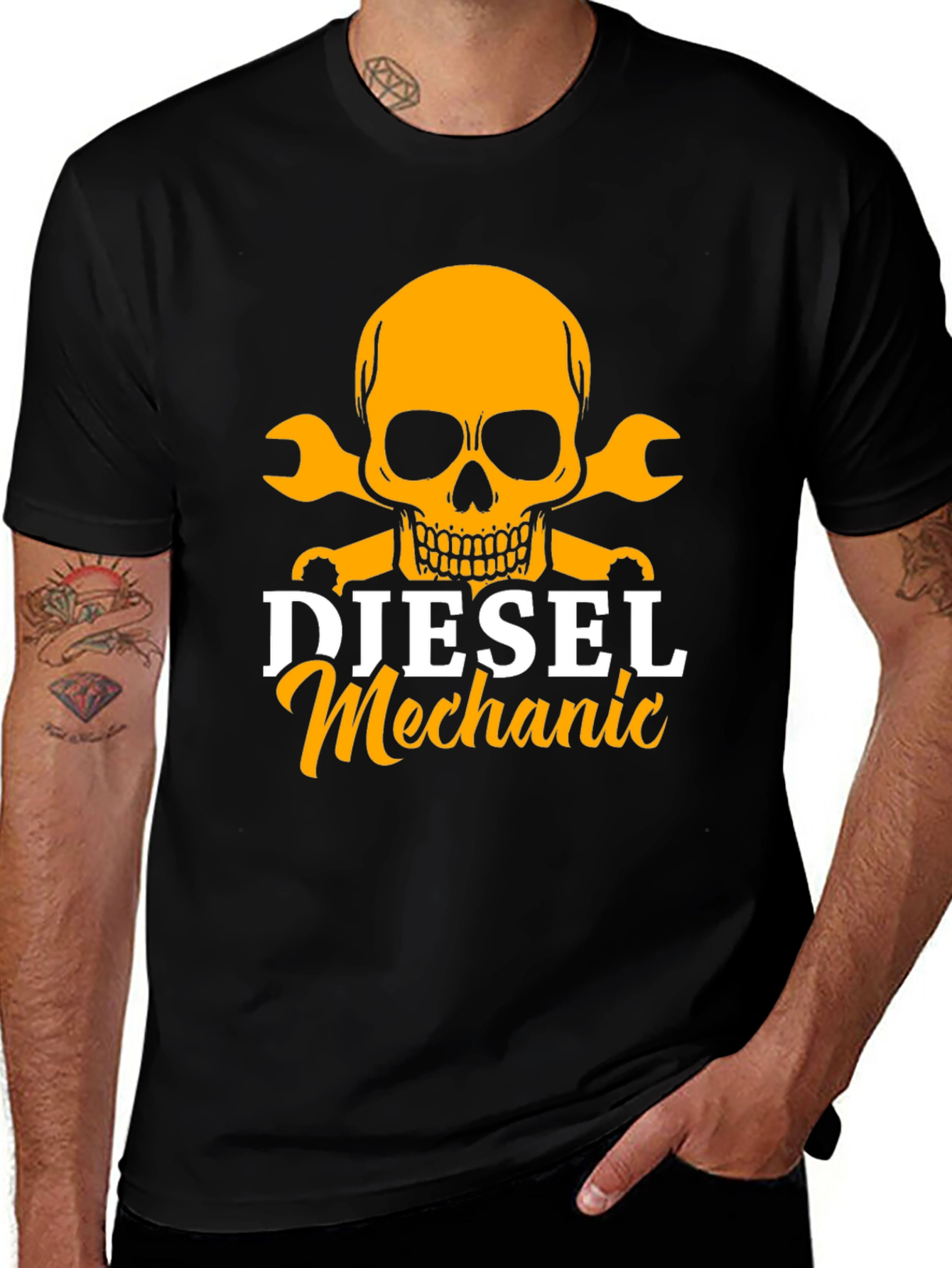Diesel Mechanic Skull T-Shirt - Black