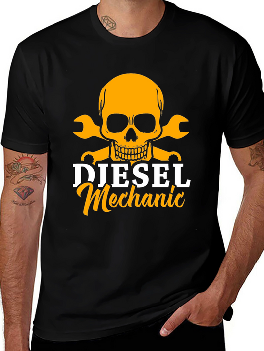 Diesel Mechanic Skull T-Shirt - Black