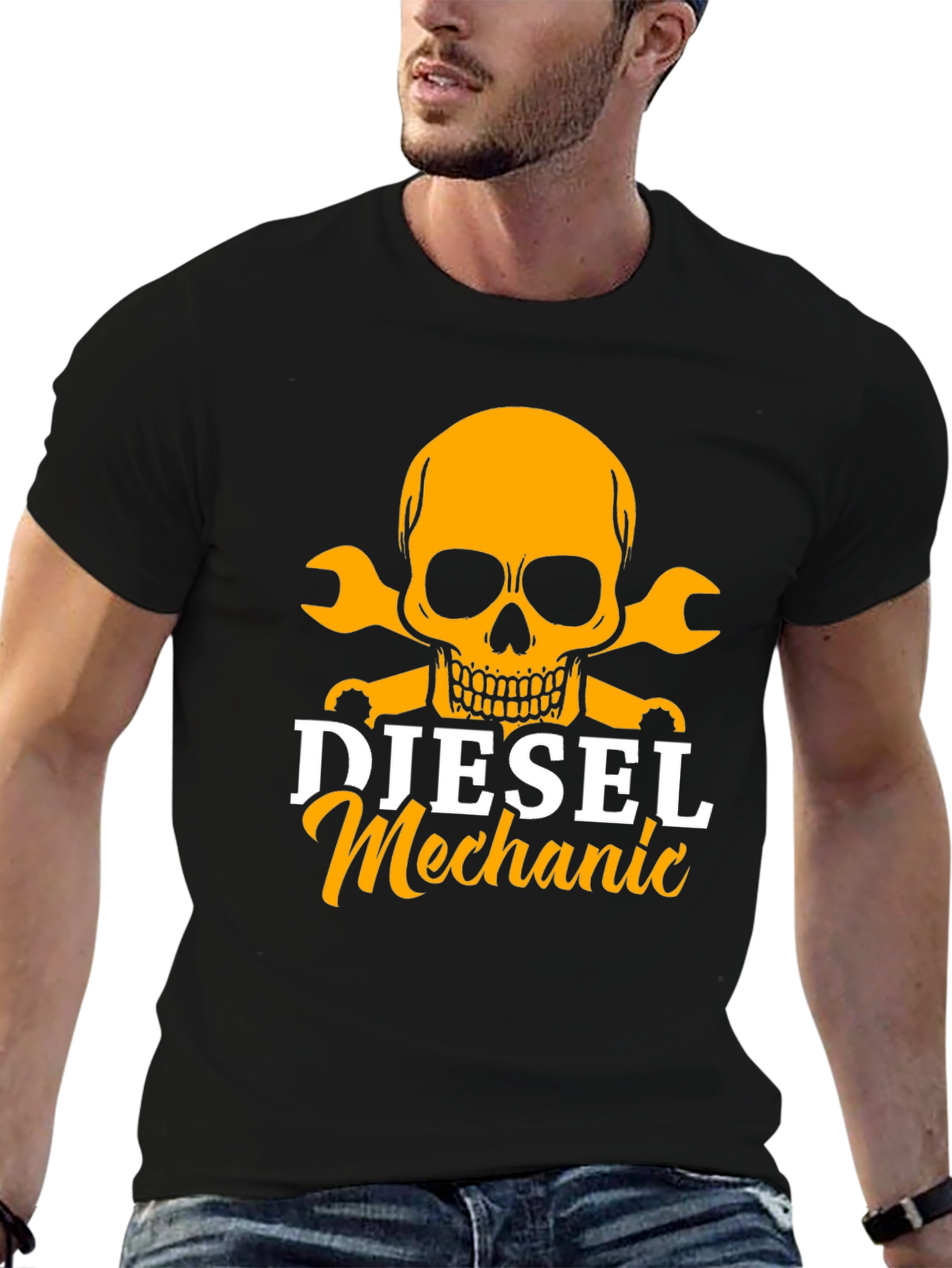 Diesel Mechanic Skull T-Shirt - Black