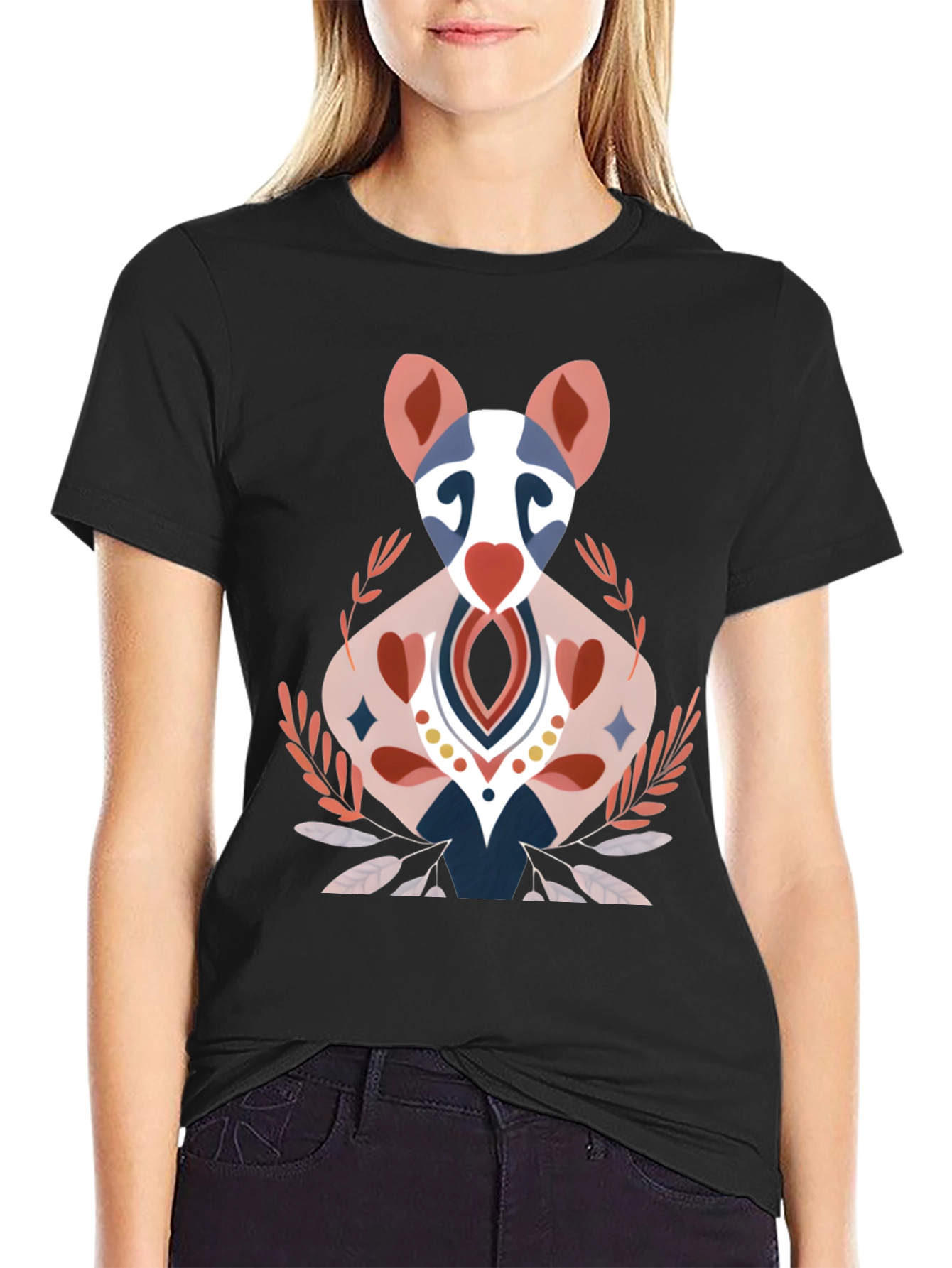 Artistic Animal Graphic Tee - Black