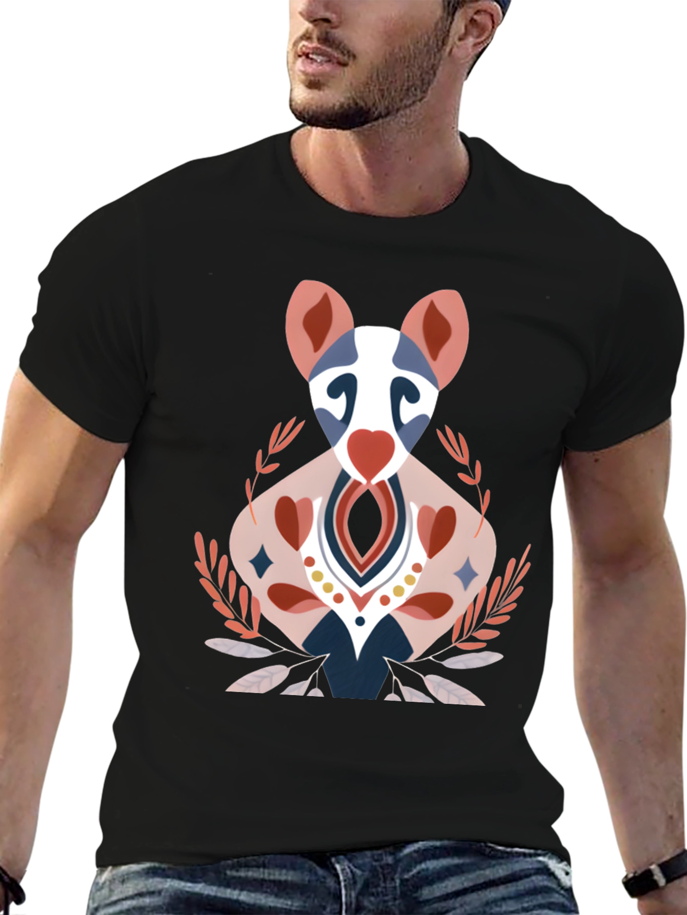 Artistic Animal Graphic Tee - Black