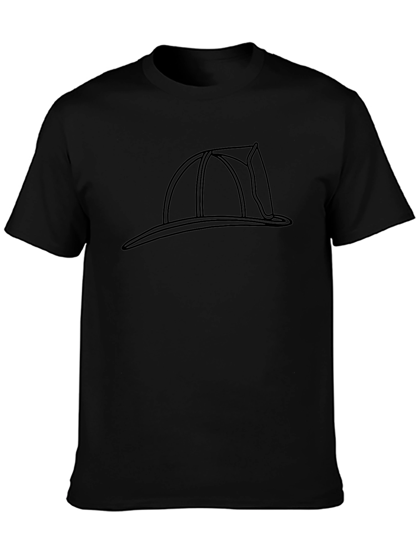 Firefighter Helmet Outline Graphic T-Shirt