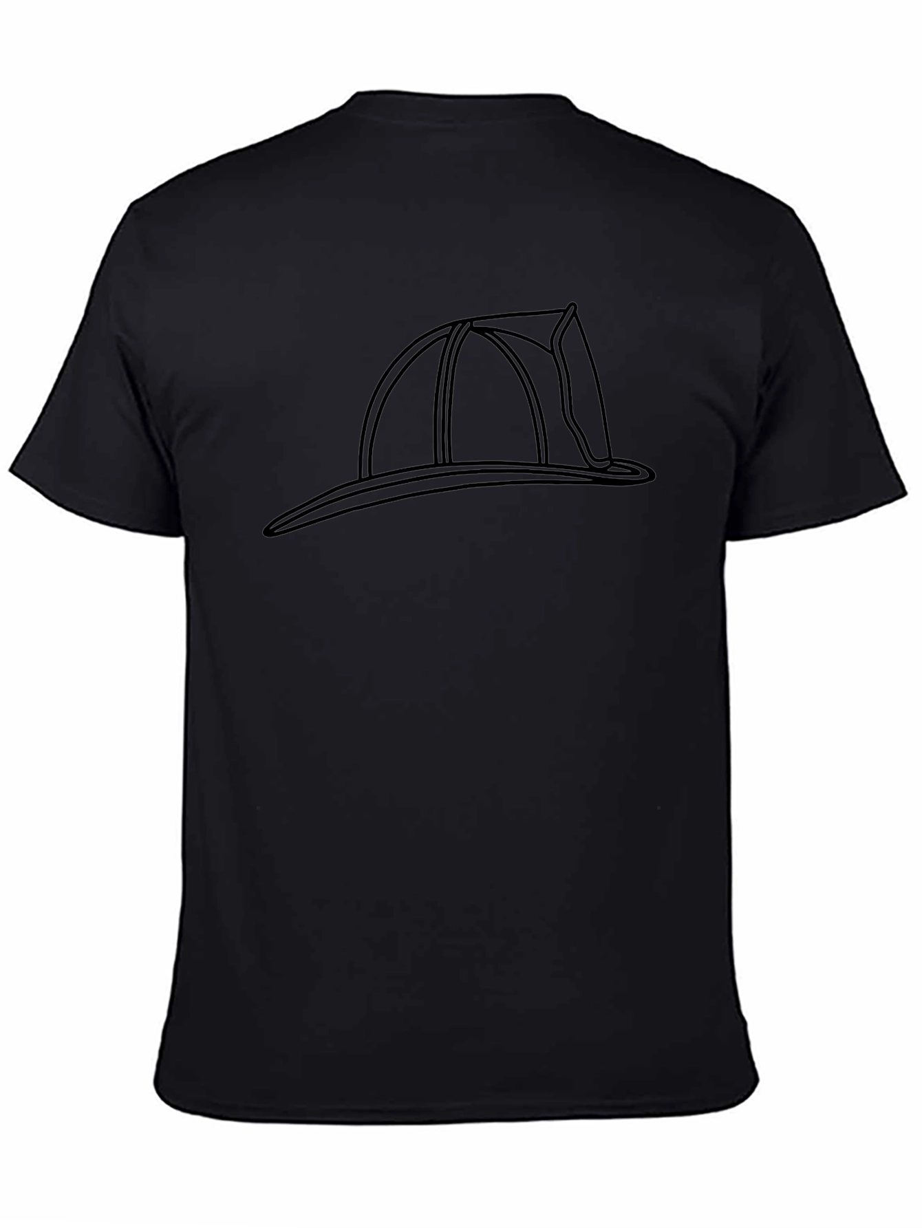 Firefighter Helmet Outline Graphic T-Shirt
