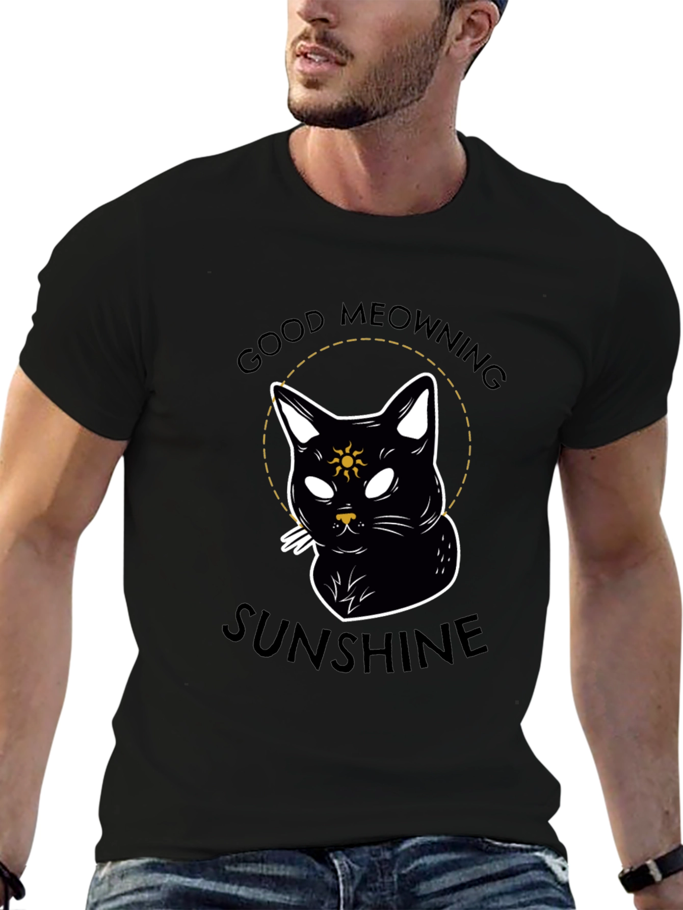 Good Meowning Sunshine Black Cat T-Shirt