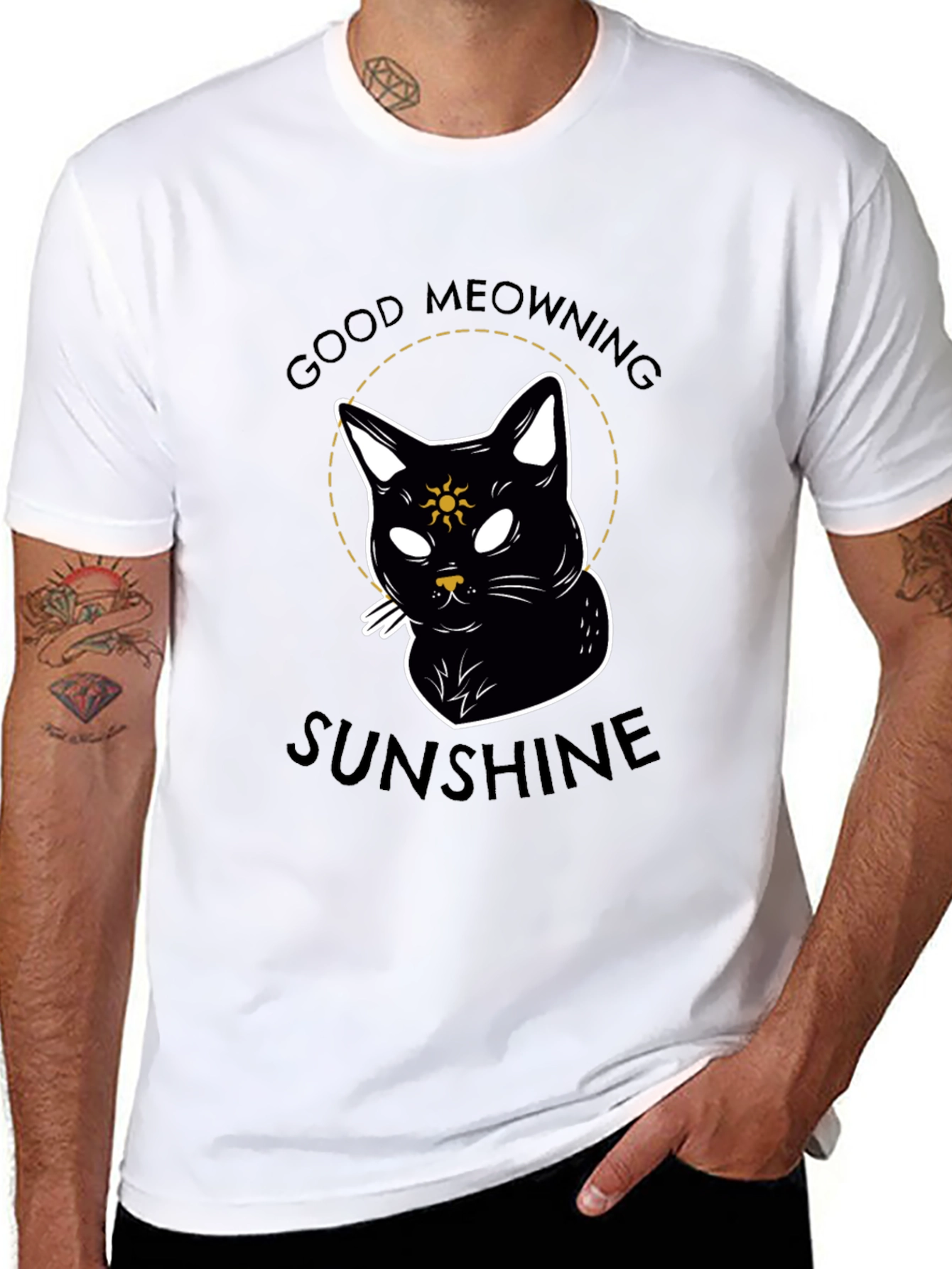 Good Meowning Sunshine Black Cat T-Shirt