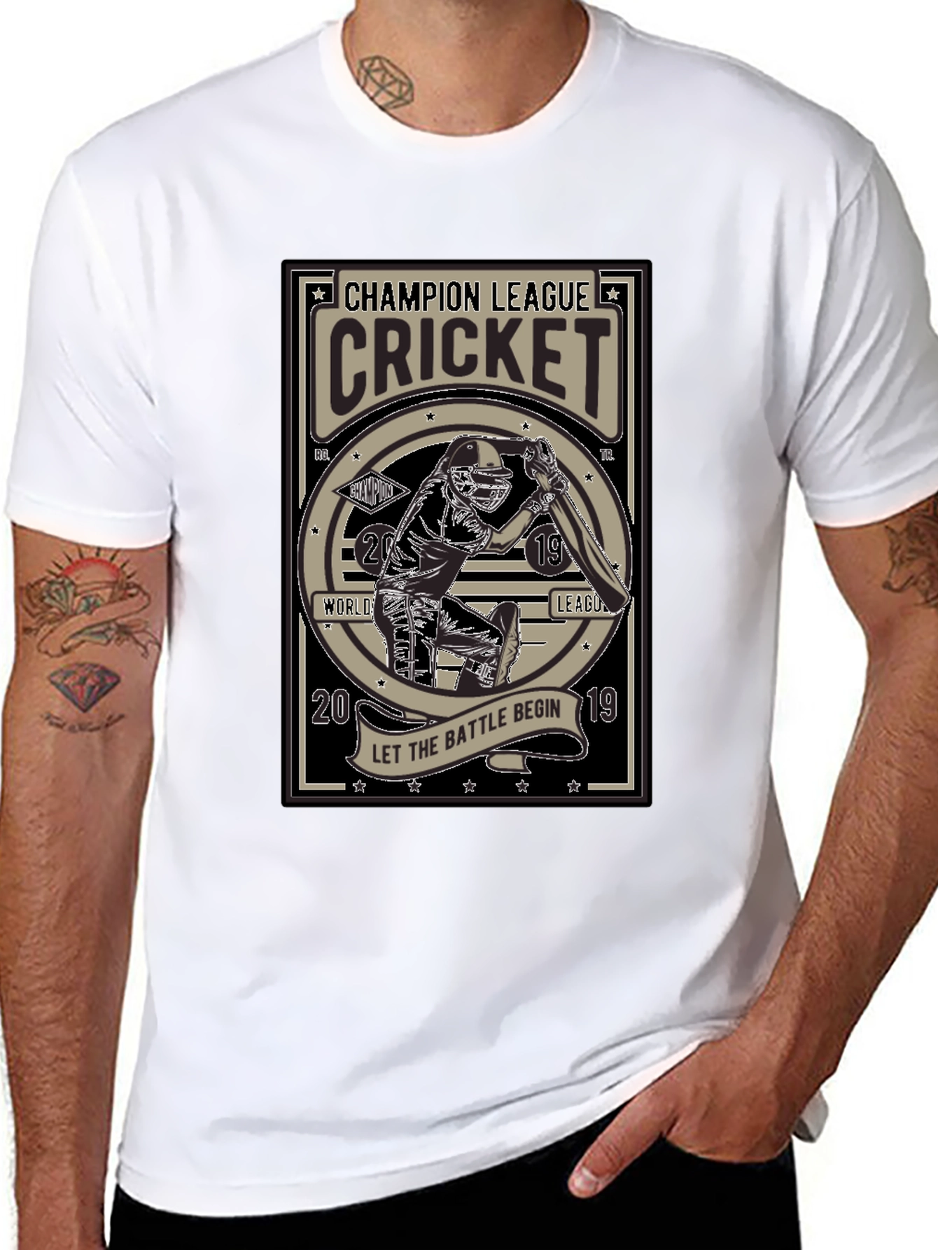 Champion League Cricket Black T-Shirt