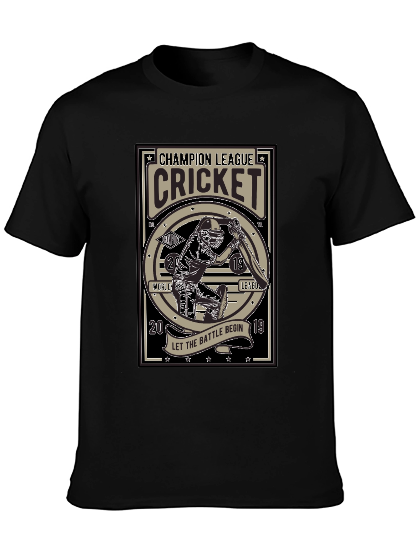 Champion League Cricket Black T-Shirt