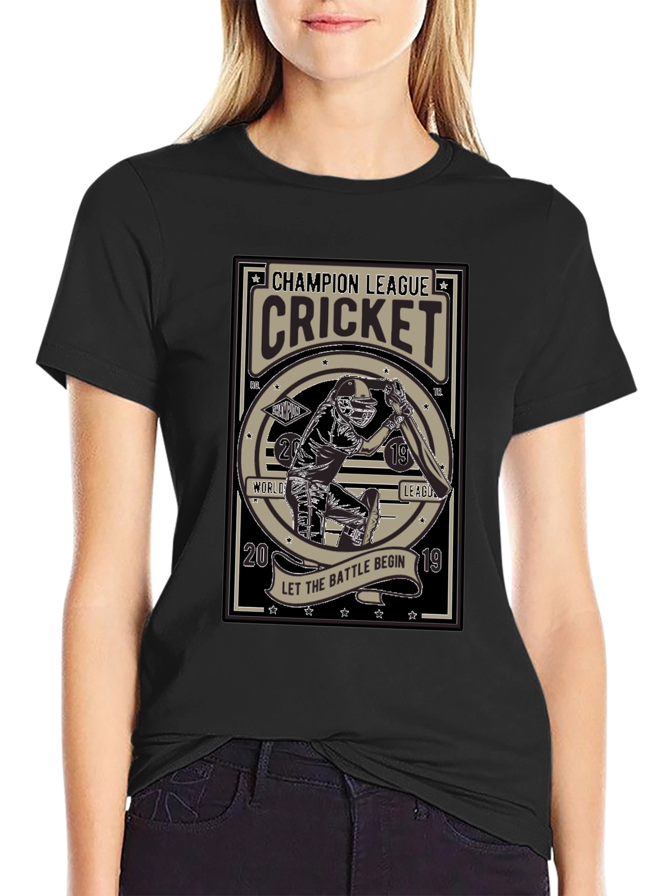 Champion League Cricket Black T-Shirt