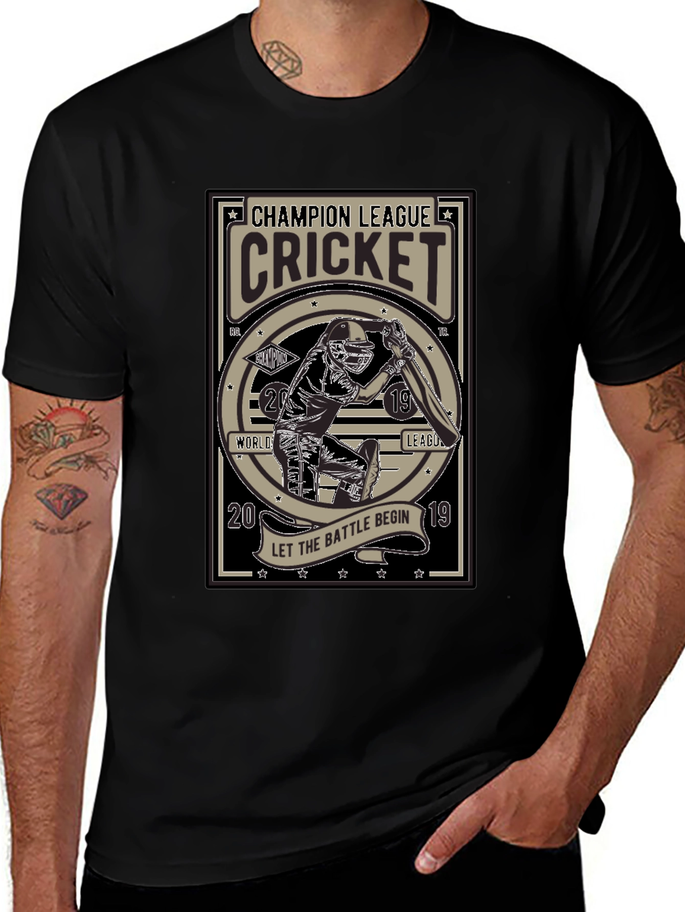 Champion League Cricket Black T-Shirt