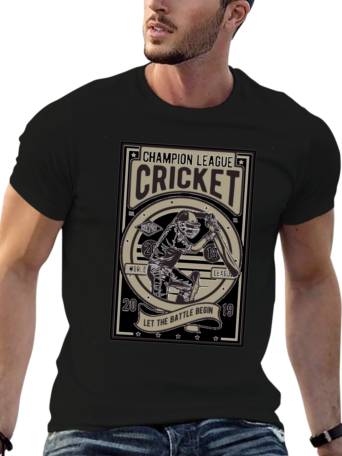 Champion League Cricket Black T-Shirt