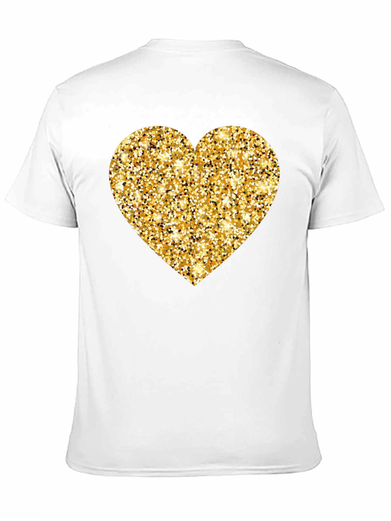 Gold Glitter Heart Black T-Shirt