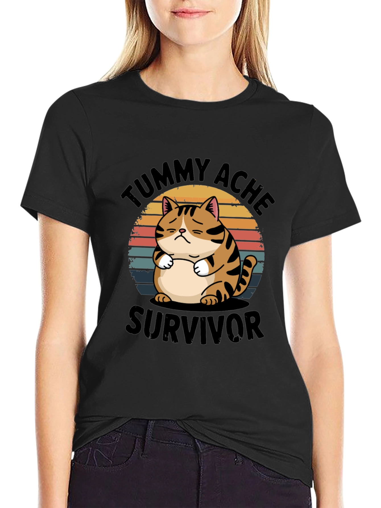 Tummy Ache Survivor T-Shirt - Cat Design