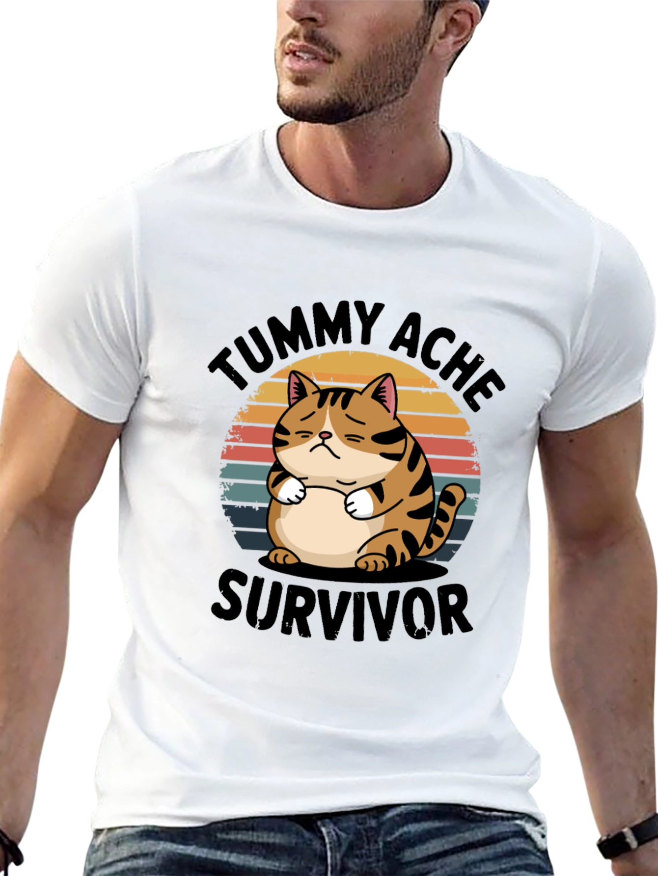 Tummy Ache Survivor T-Shirt - Cat Design