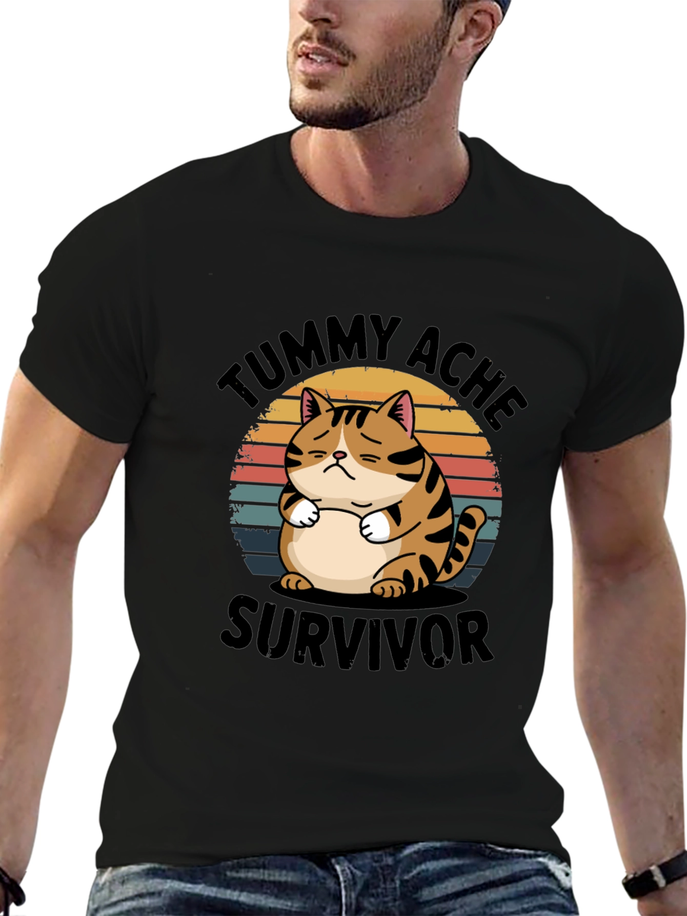 Tummy Ache Survivor T-Shirt - Cat Design