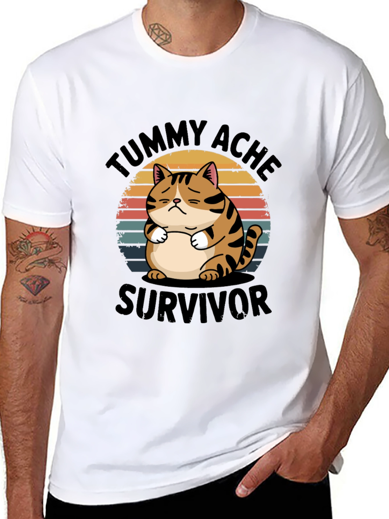 Tummy Ache Survivor T-Shirt - Cat Design