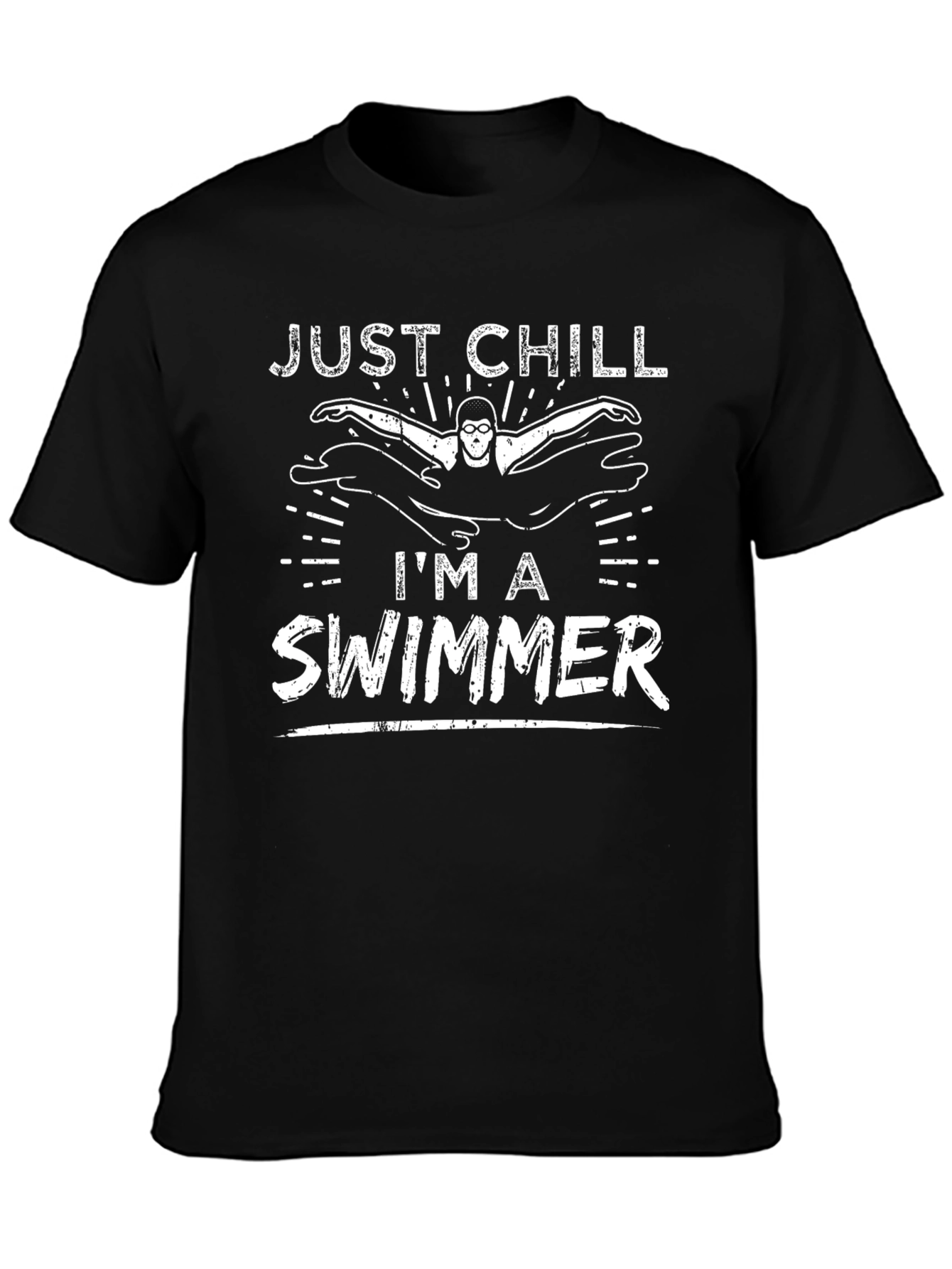 Just Chill Im A Swimmer Black T-Shirt