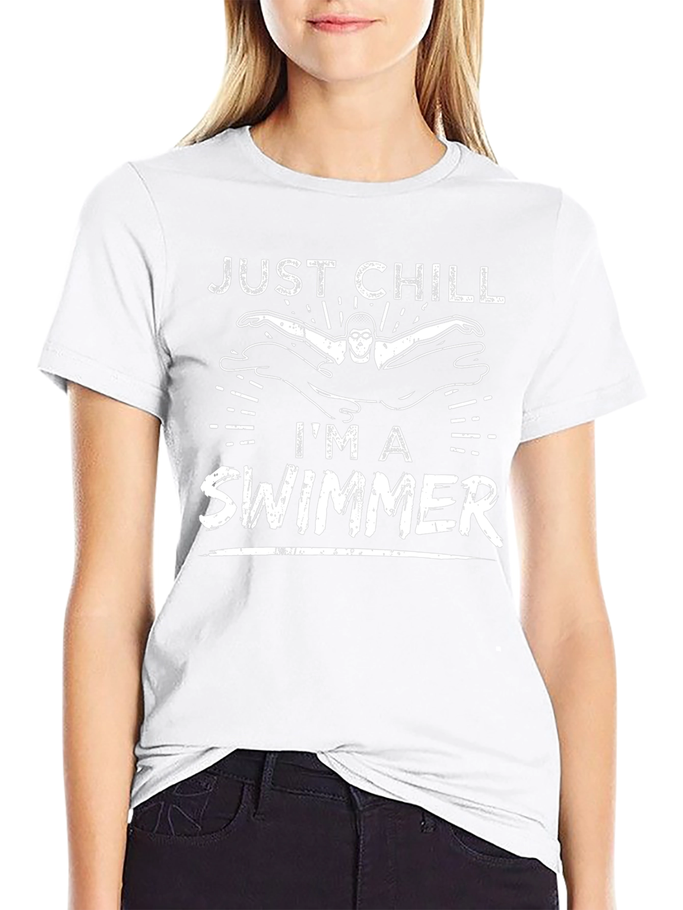 Just Chill Im A Swimmer Black T-Shirt