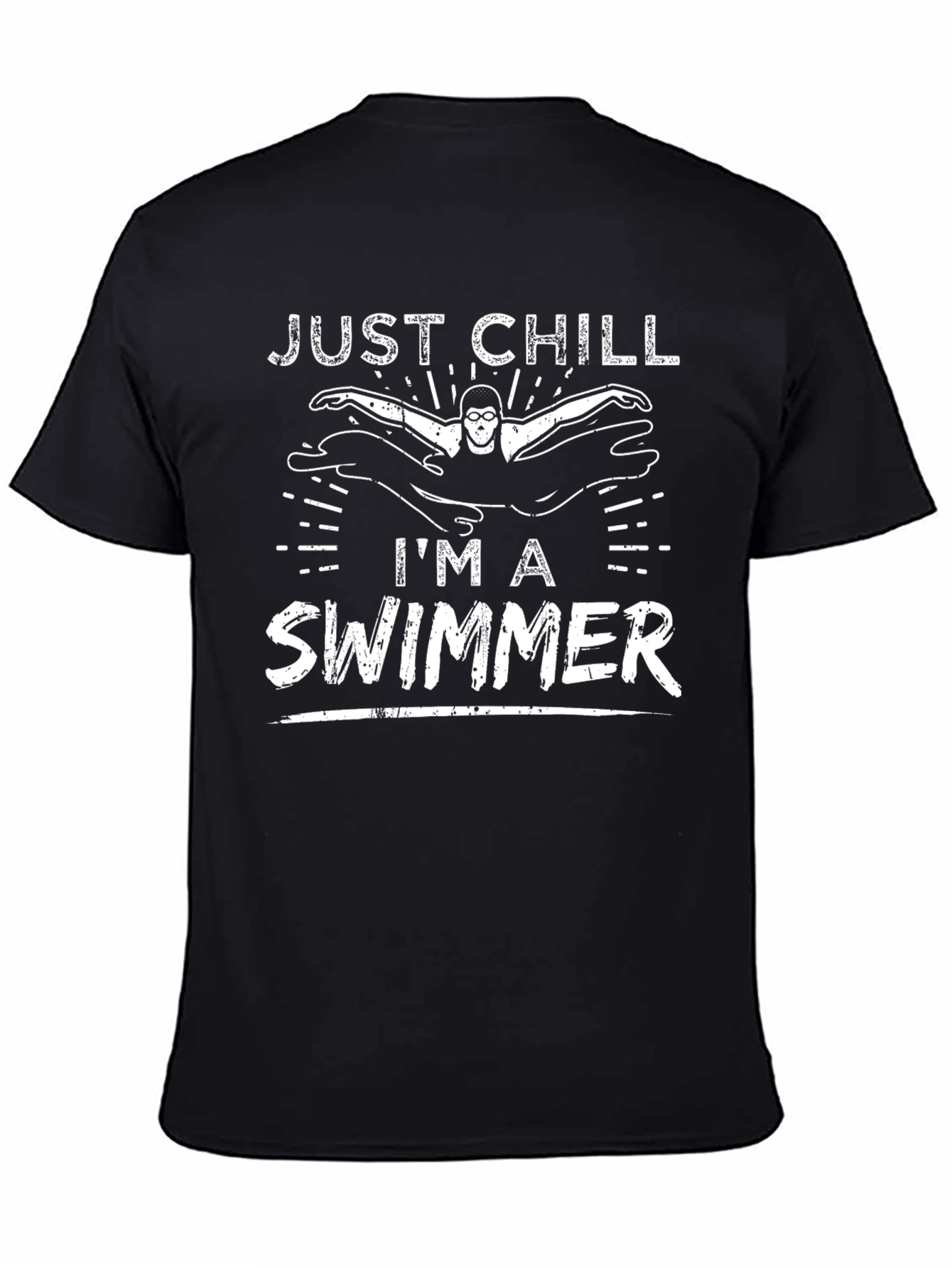 Just Chill Im A Swimmer Black T-Shirt