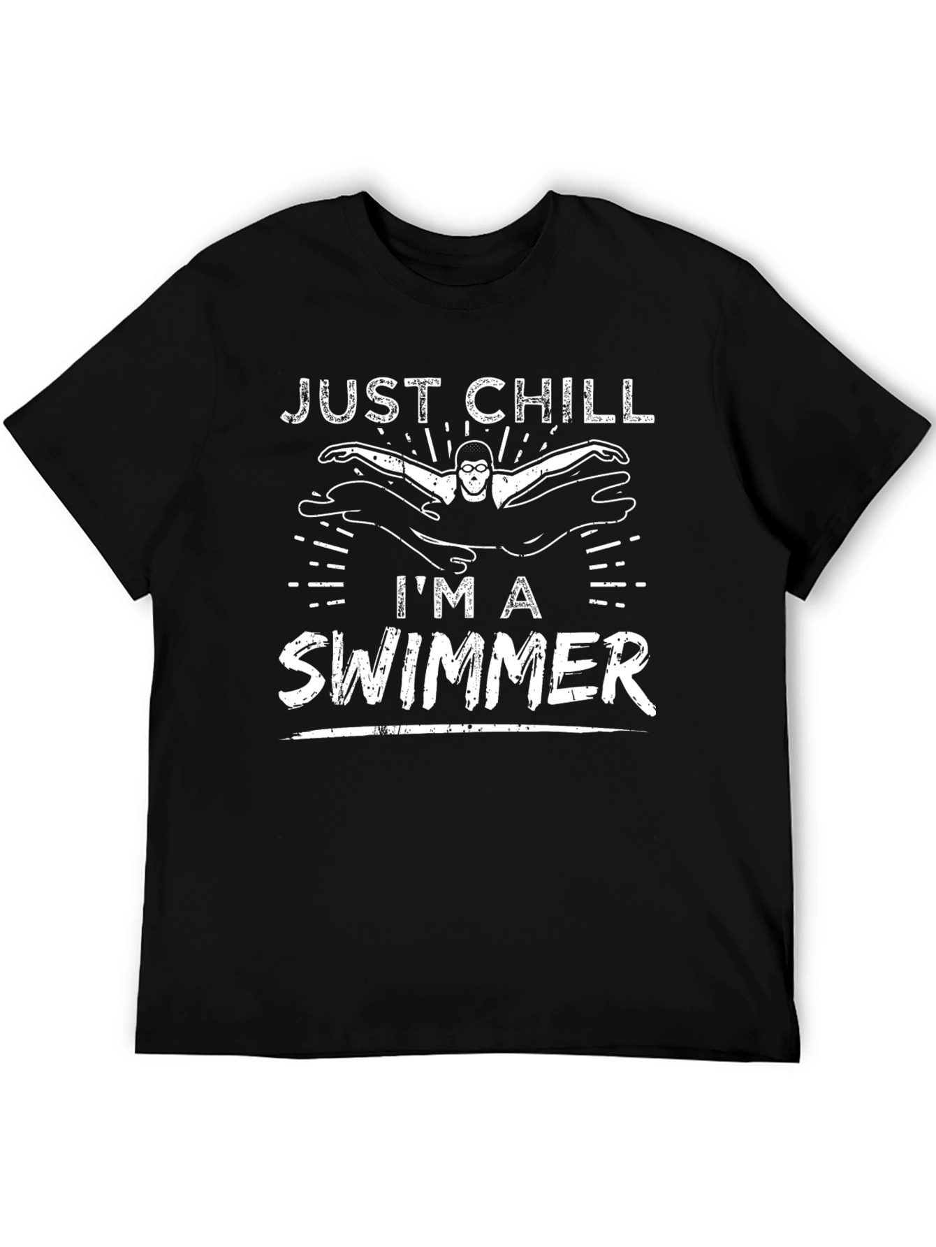 Just Chill Im A Swimmer Black T-Shirt