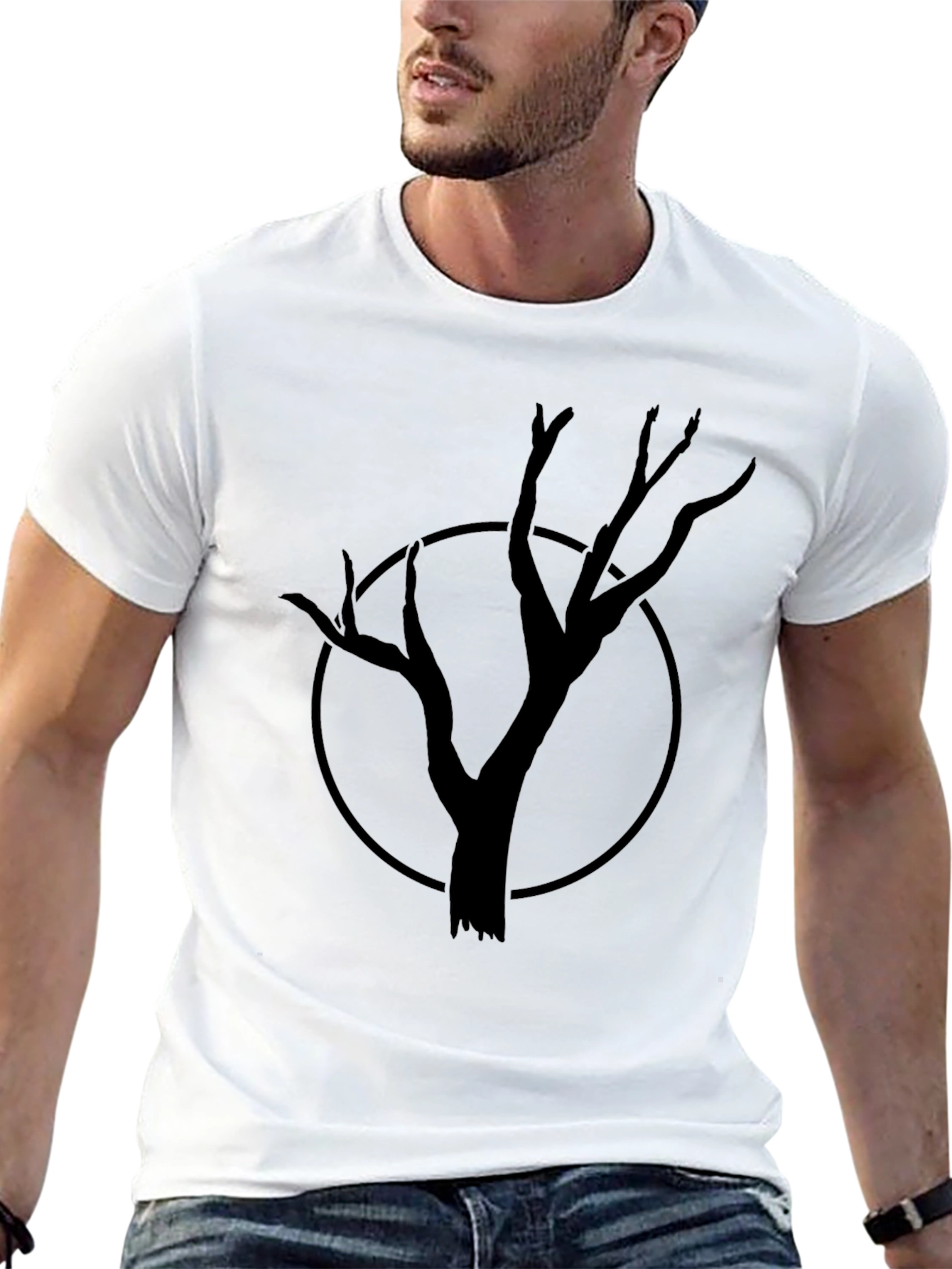 Mens Black Tree Graphic Tee - Unique Design