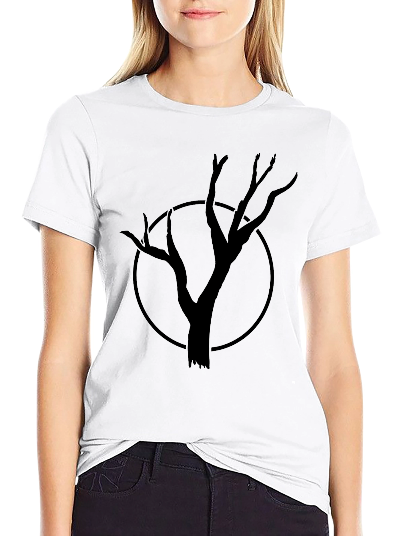 Mens Black Tree Graphic Tee - Unique Design