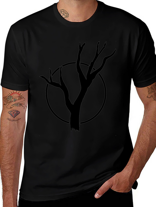Mens Black Tree Graphic Tee - Unique Design