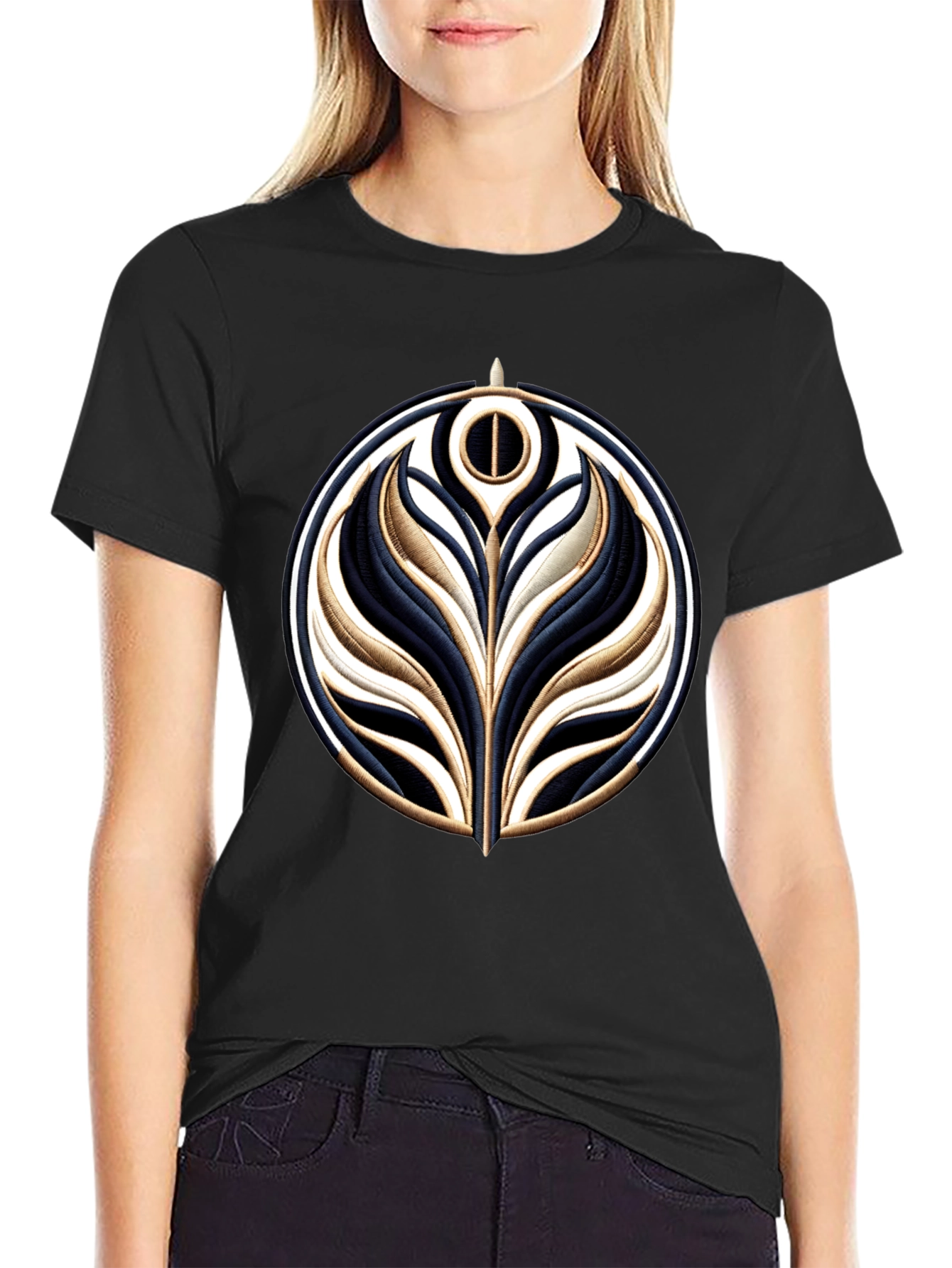Embroidered Emblem Black T-Shirt
