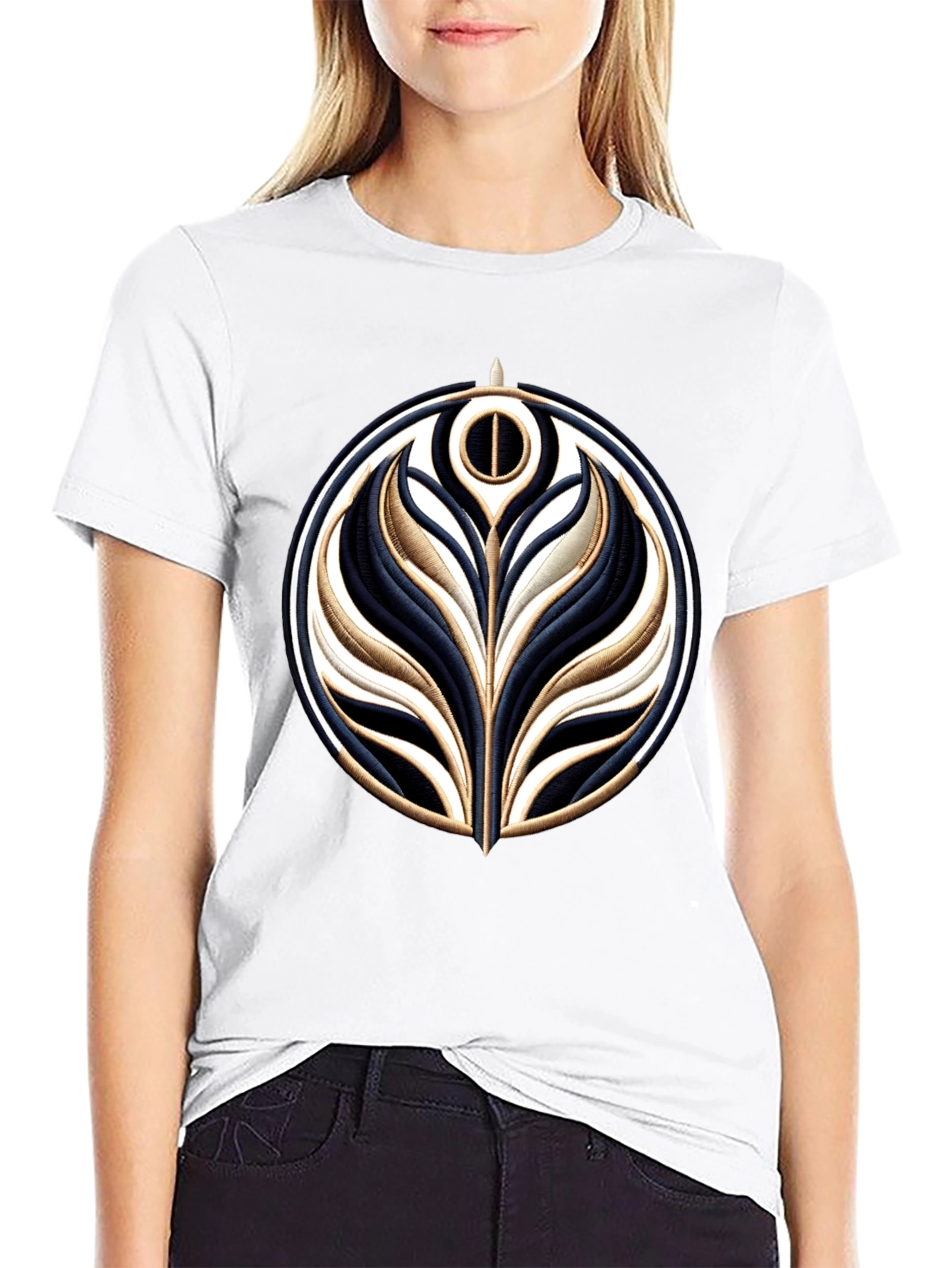 Embroidered Emblem Black T-Shirt